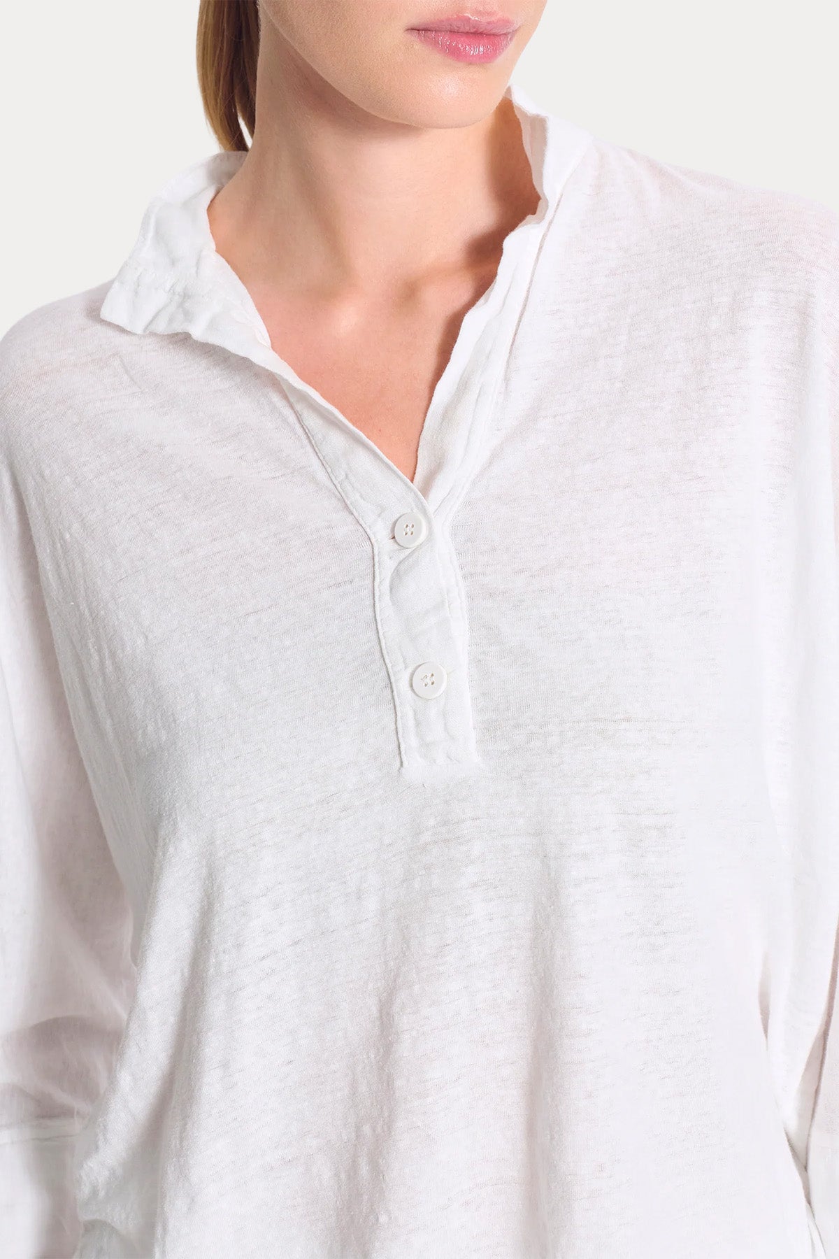 Transit Relaxed Fit Polo Yaka Keten Bluz-Bluz-Libas