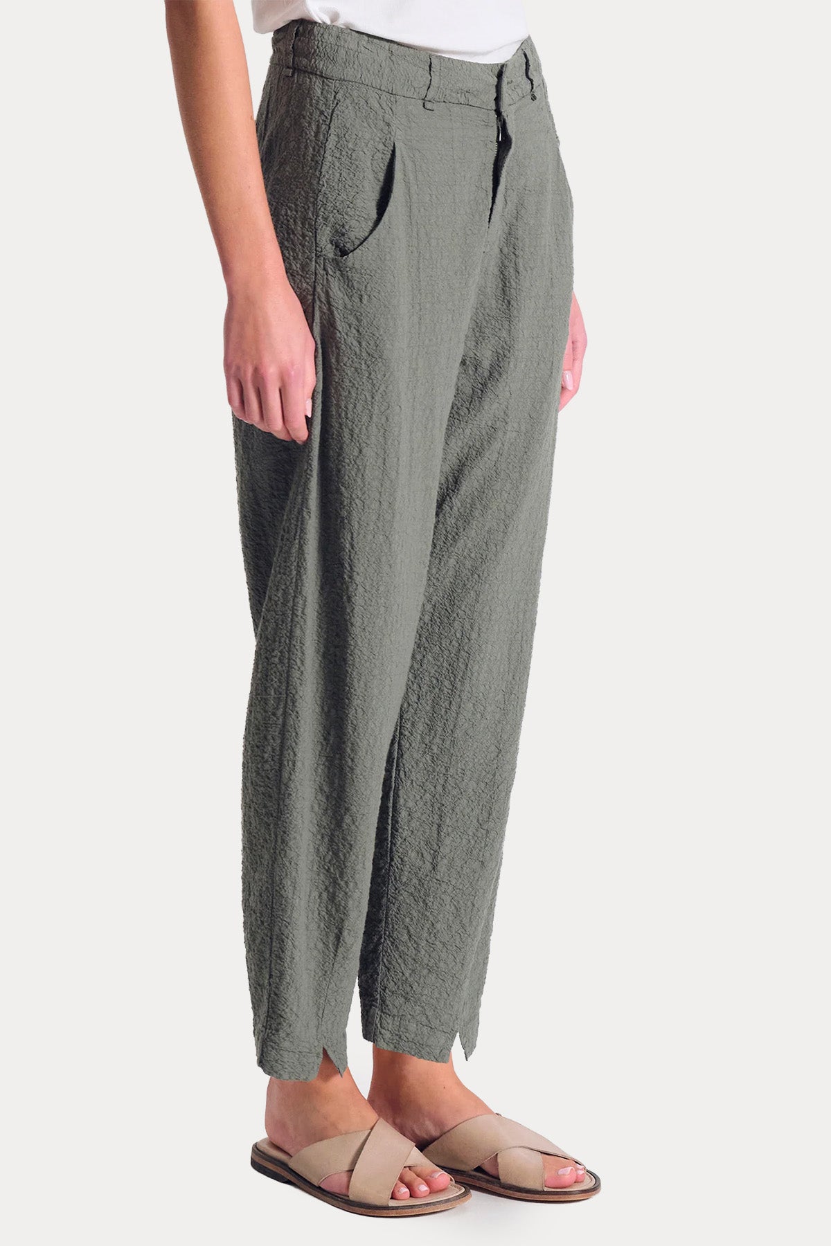 Transit Loose Fit Dokulu Kumaş Pantolon-Pantolon-Libas