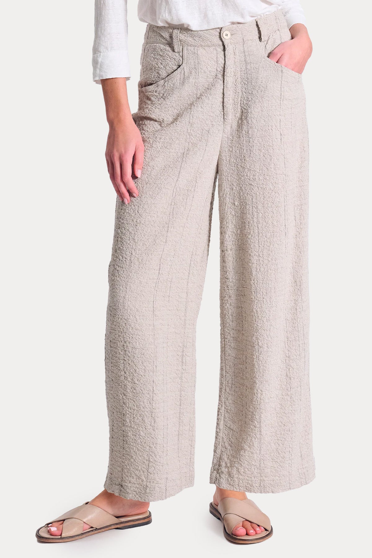 Transit Relaxed Fit Dokulu Kumaş Pantolon-Pantolon-Libas