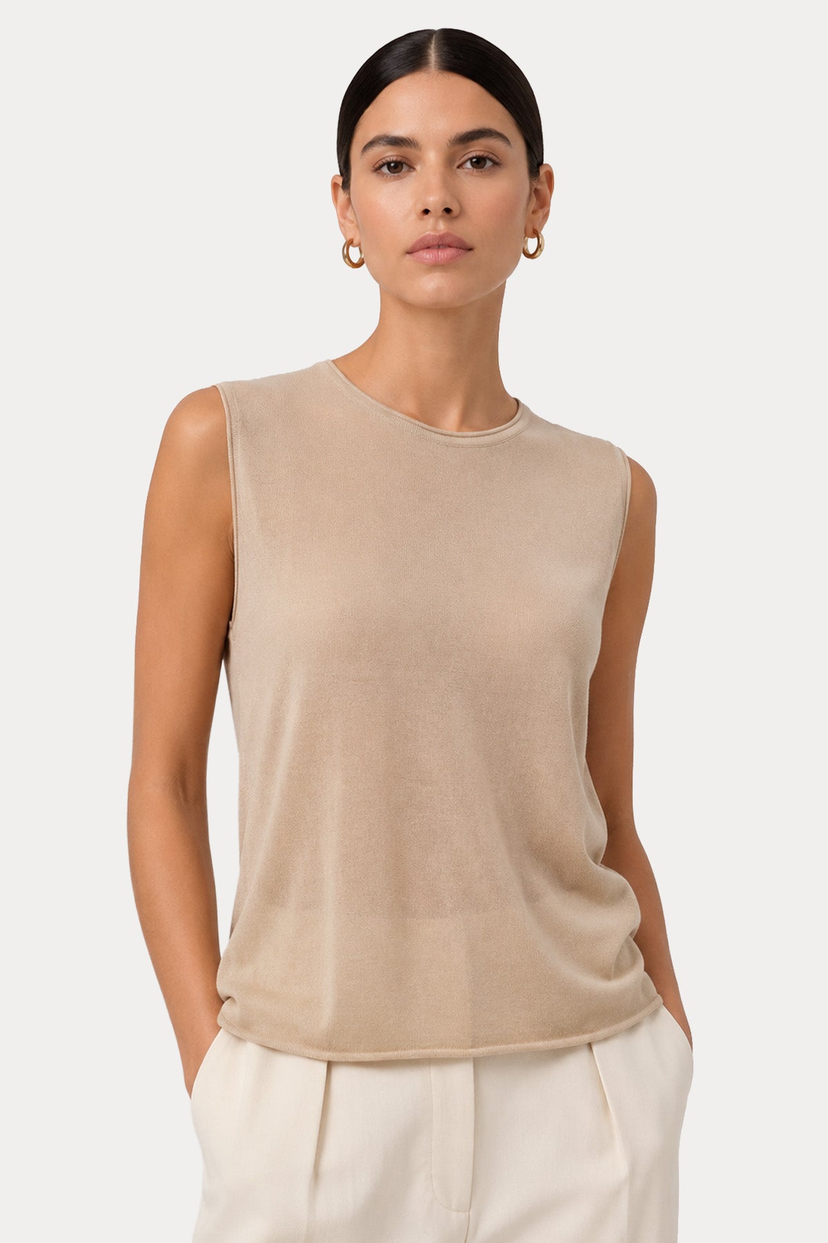 Transit Relaxed Fit Örgü Yuvarlak Yaka Bluz