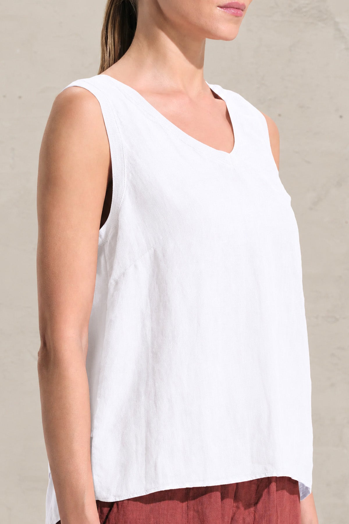 Transit Comfort Fit V Yaka Keten Bluz