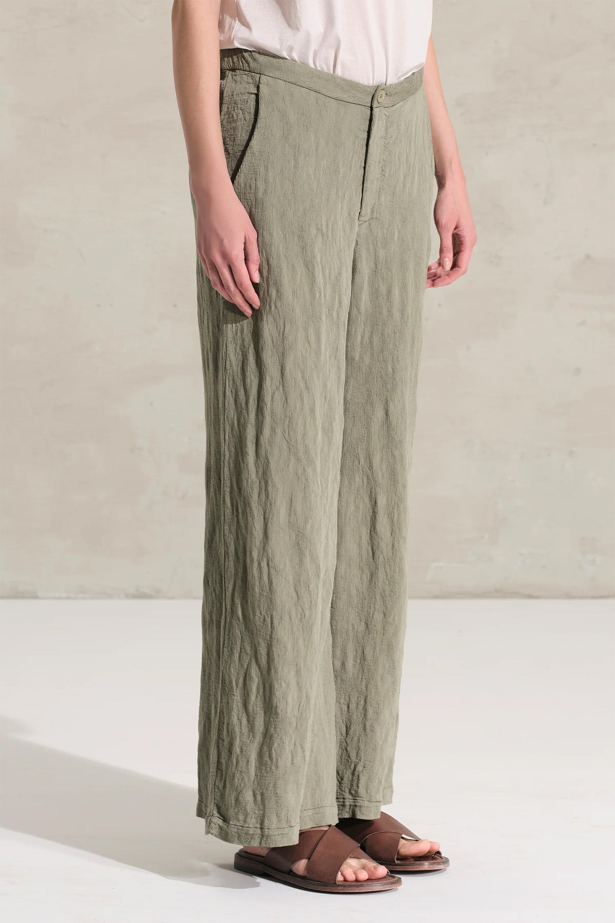 Transit Relaxed Fit Dokulu Keten Pantolon