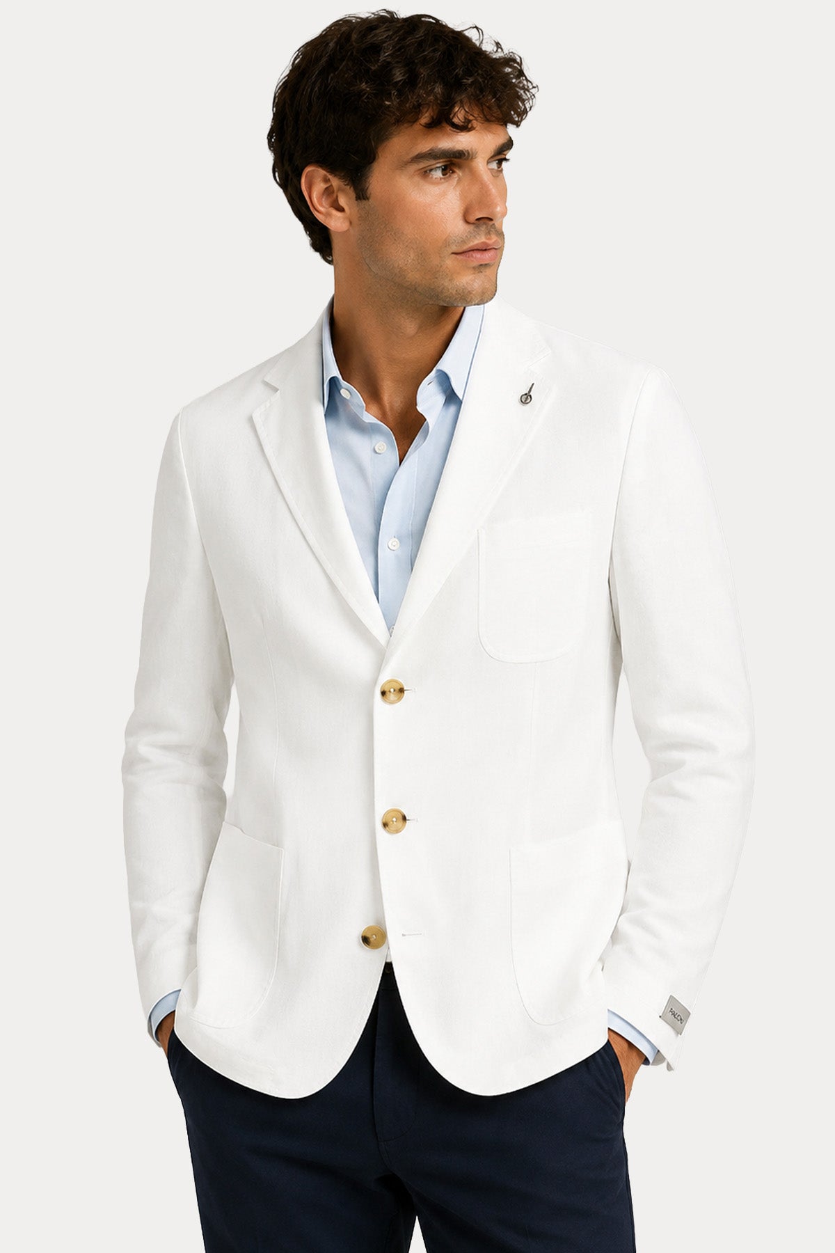 Paoloni Spor Cepli Keten Blazer Ceket
