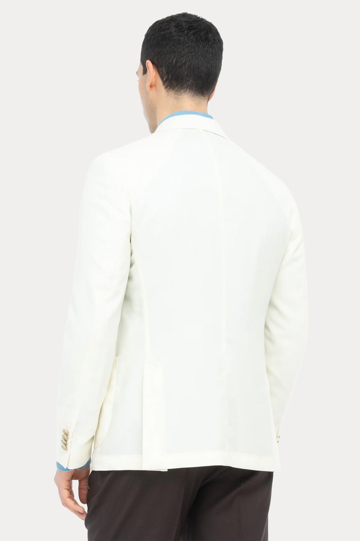 Paoloni Kruvaze Keten Blazer Ceket-Ceket-Libas