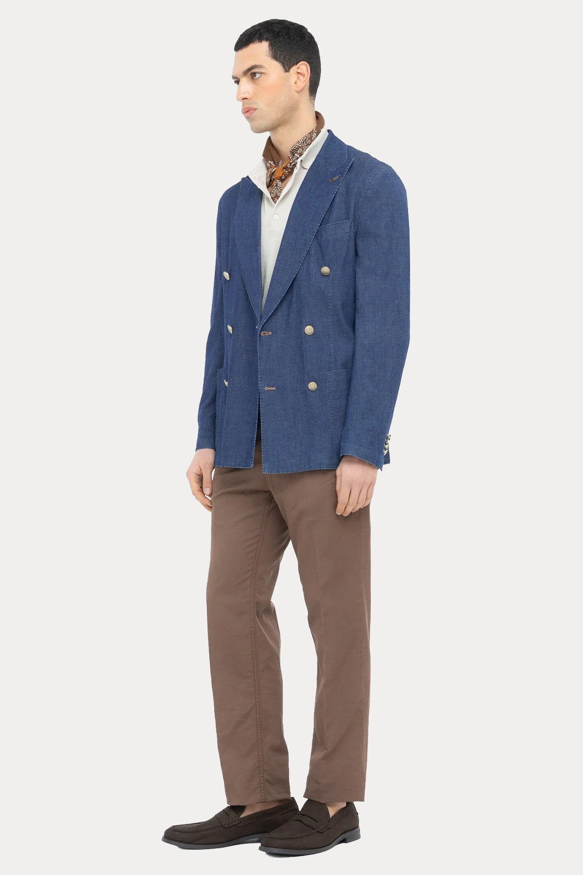 Paoloni Kruvaze Streç Denim Blazer Ceket-Ceket-Libas