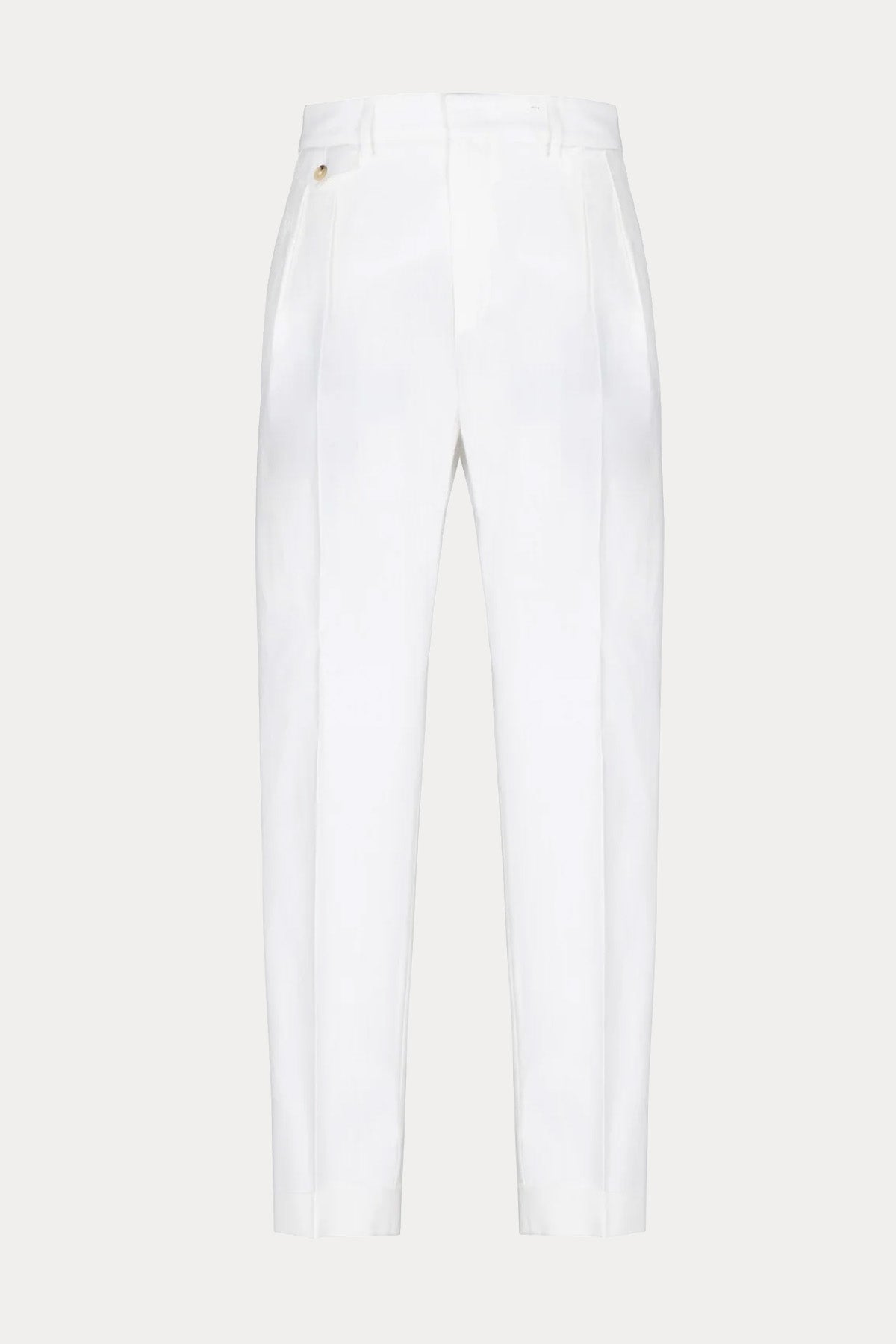 Paoloni Wide Fit Tek Pile Keten Pantolon-Pantolon-Libas