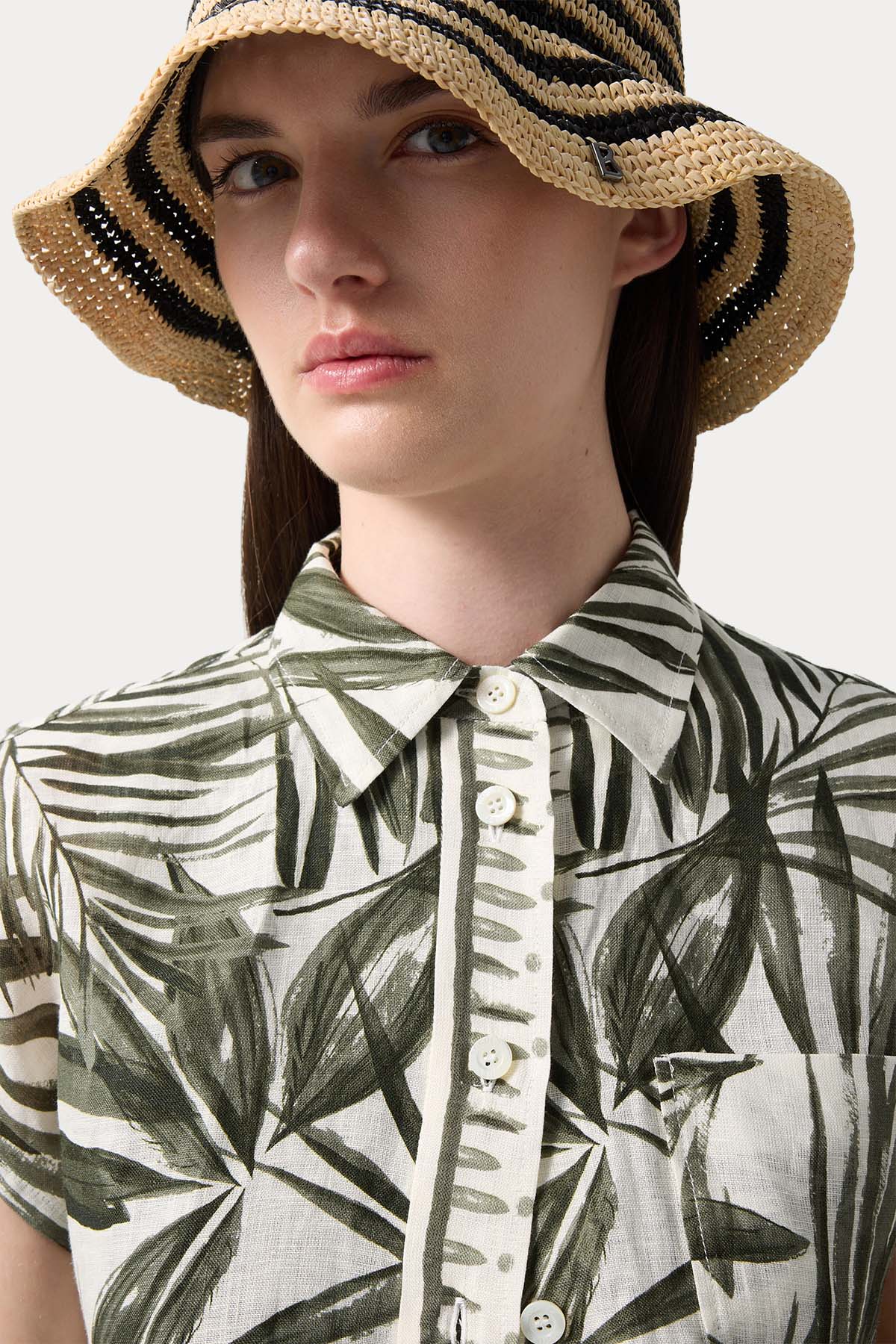 Bogner Charlet Regular Fit Desenli Keten Gömlek