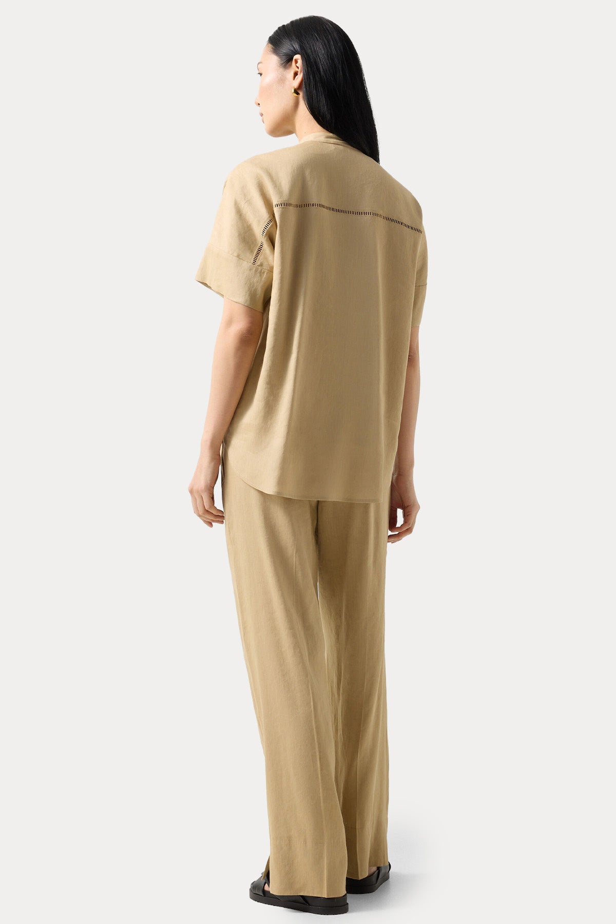 Bogner Cheryl Loose Fit Streç Keten Gömlek-Gömlek-Libas