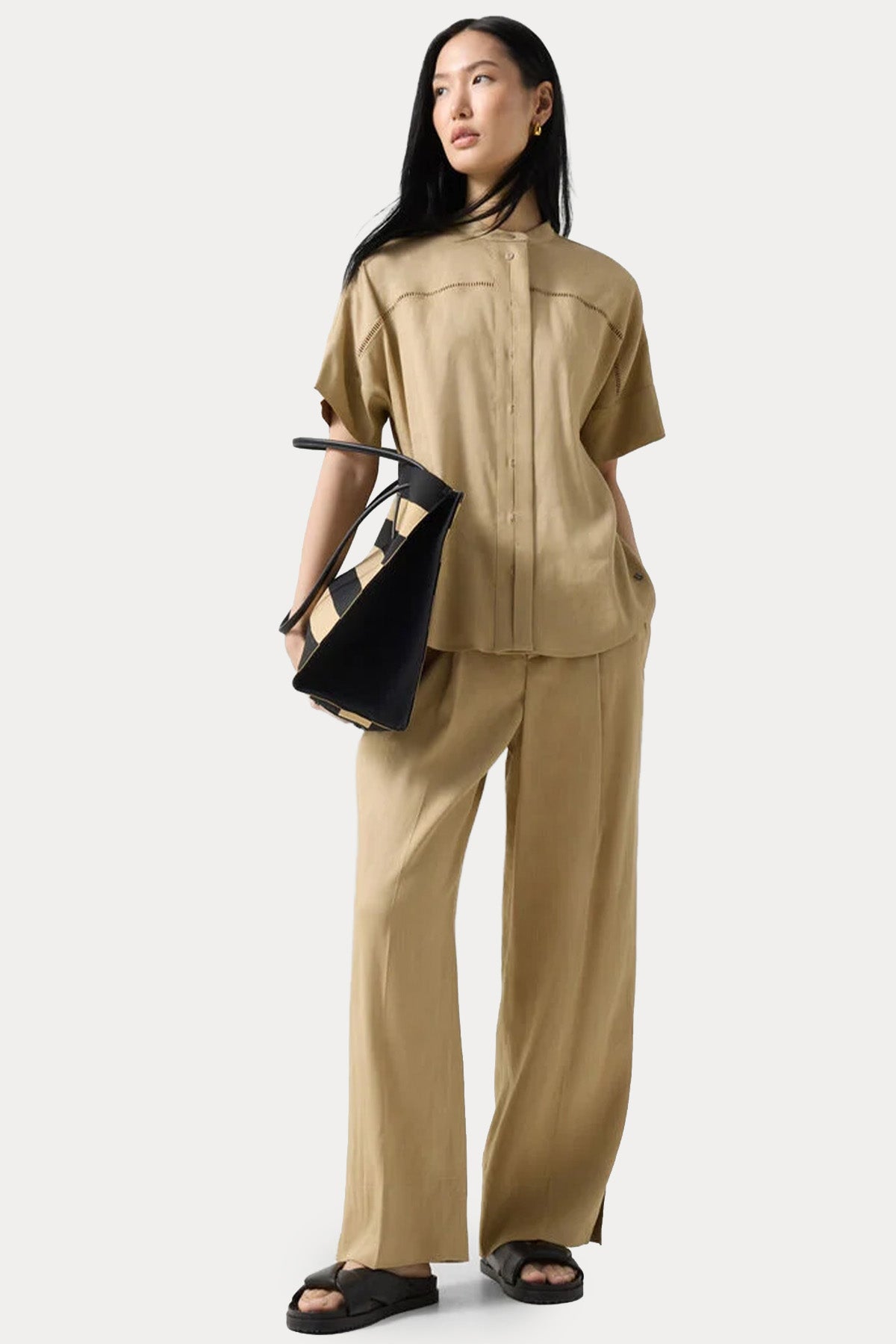 Bogner Cheryl Loose Fit Streç Keten Gömlek-Gömlek-Libas