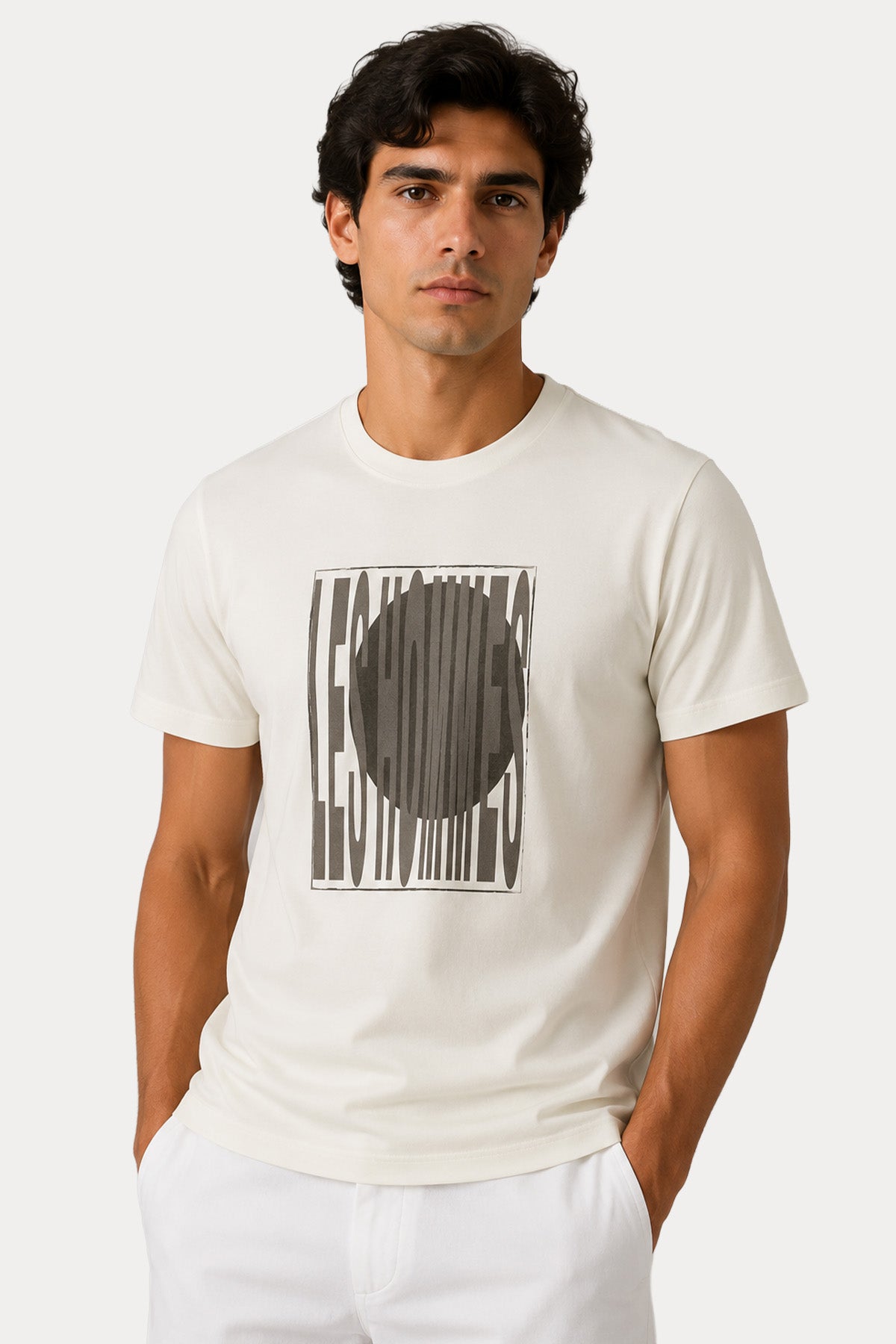 Les Hommes Regular Fit Desenli Streç T-shirt