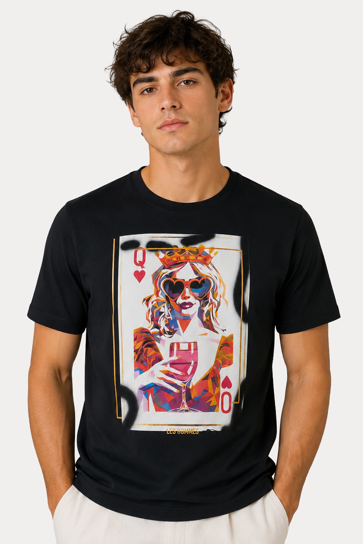 Les Hommes Regular Fit Desenli Yuvarlak Yaka T-shirt
