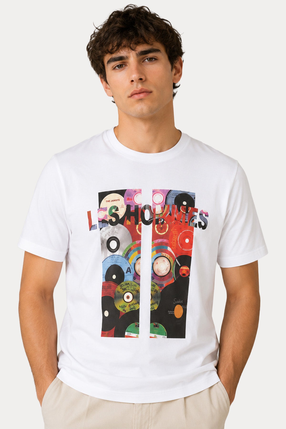 Les Hommes Geniş Kesim Logolu Desen Baskılı T-shirt