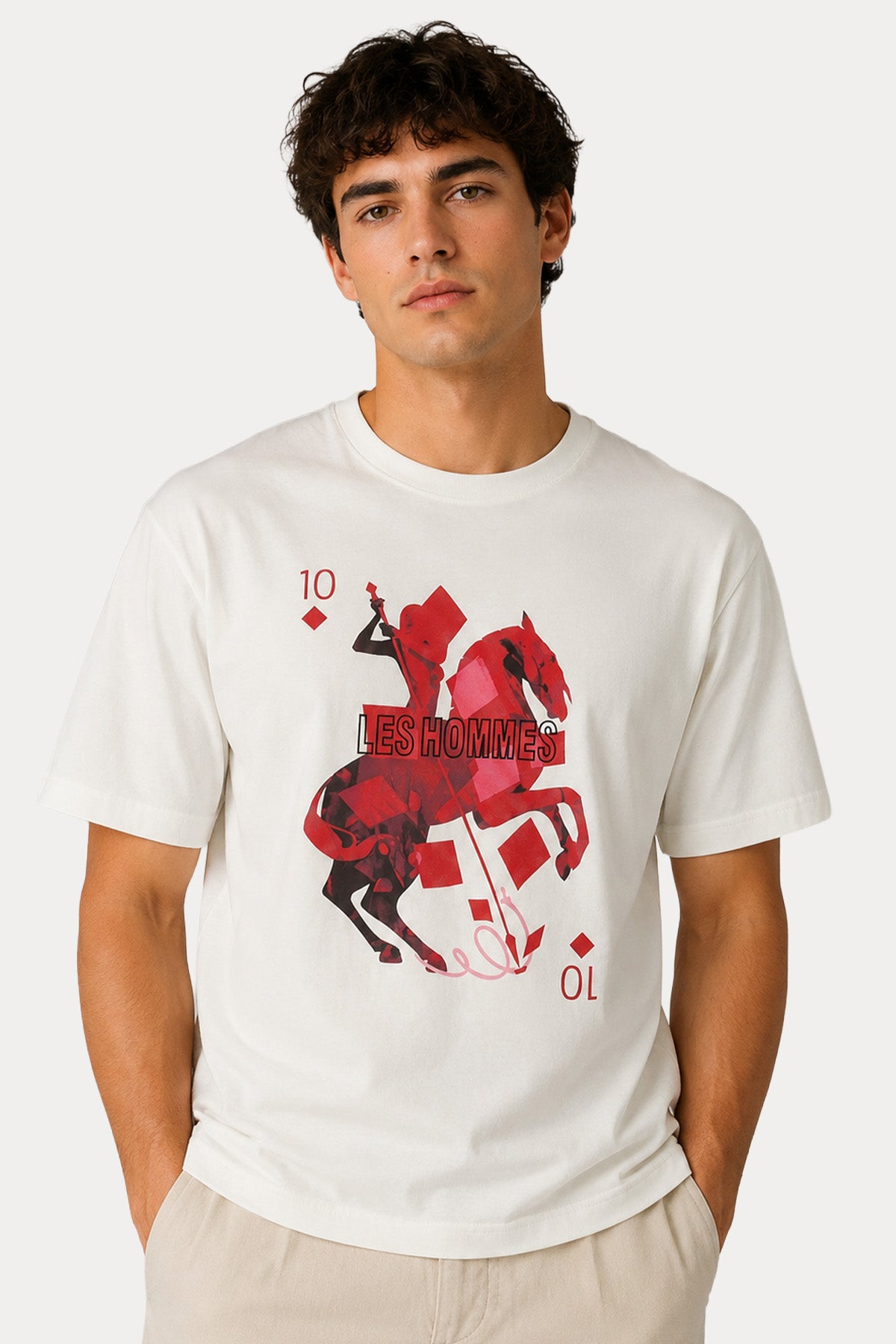 Les Hommes Geniş Kesim Desenli Yuvarlak Yaka T-shirt