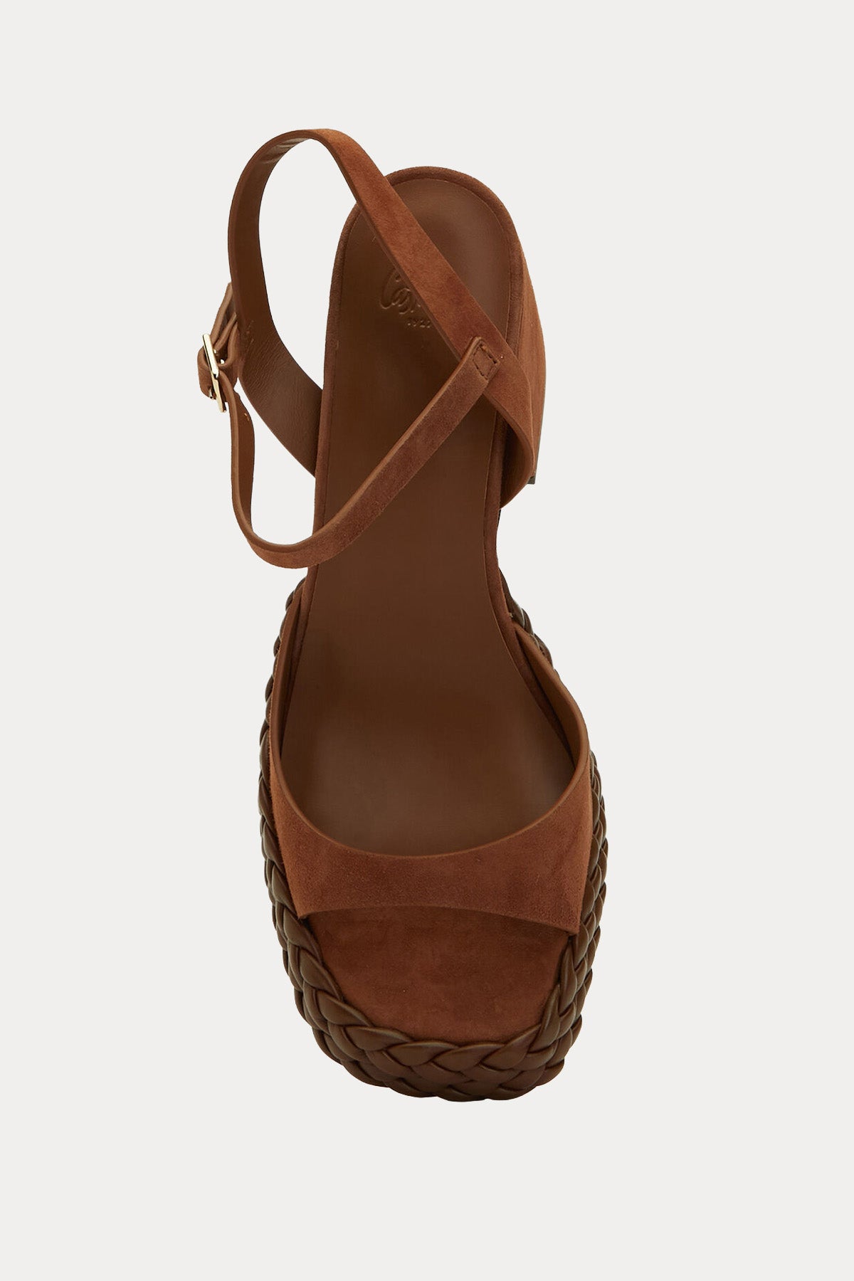 Castaner Vaian Deri Örgü Detaylı Küt Burun Süet Topuklu Sandelet