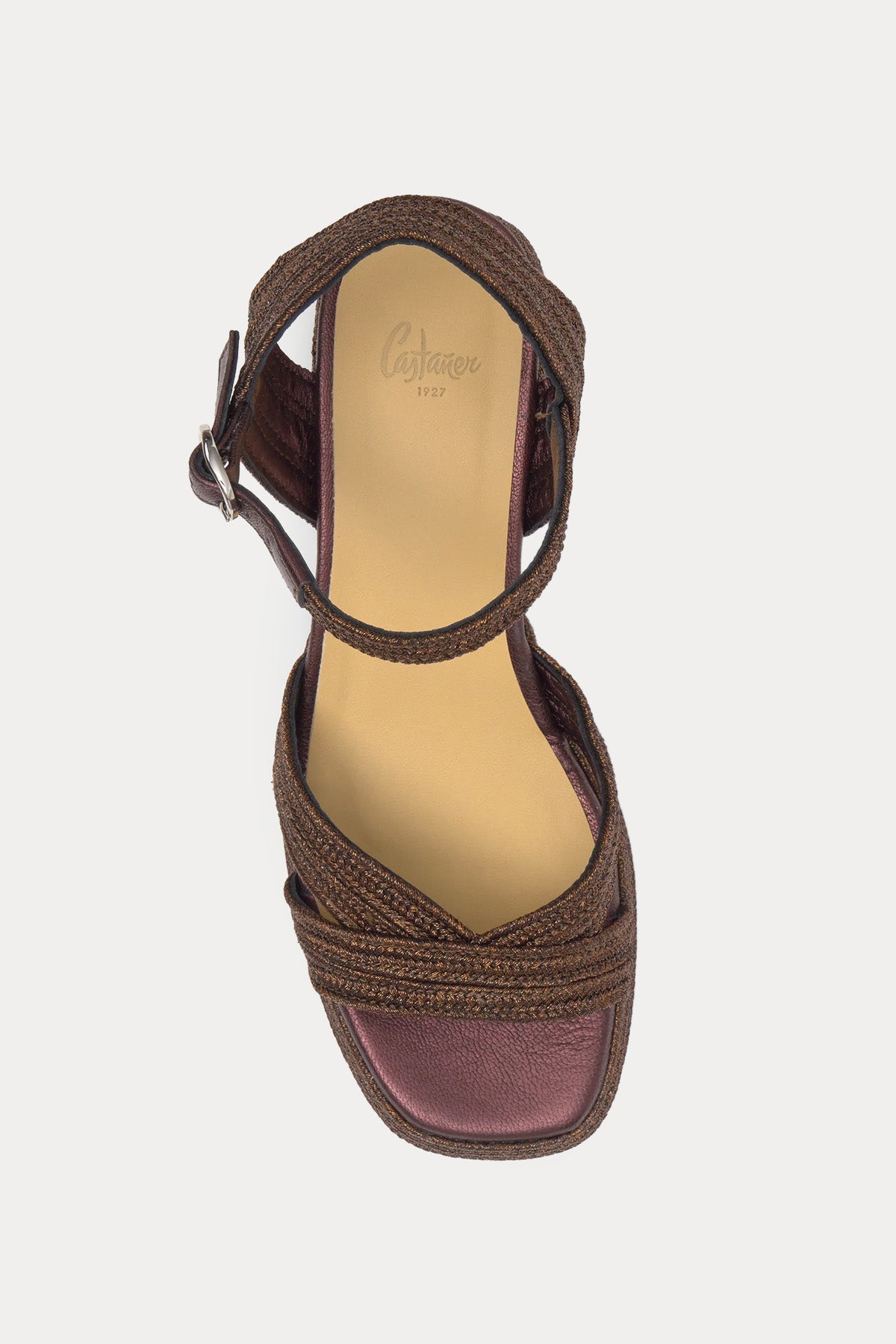 Castaner Vallita Parlak Örgü Küt Burun Topuklu Sandalet