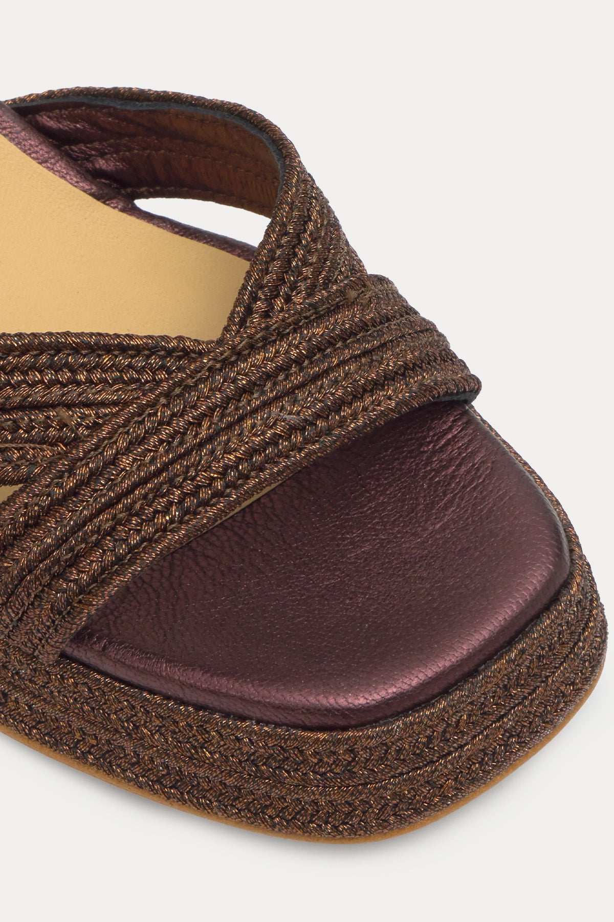 Castaner Vallita Parlak Örgü Küt Burun Topuklu Sandalet