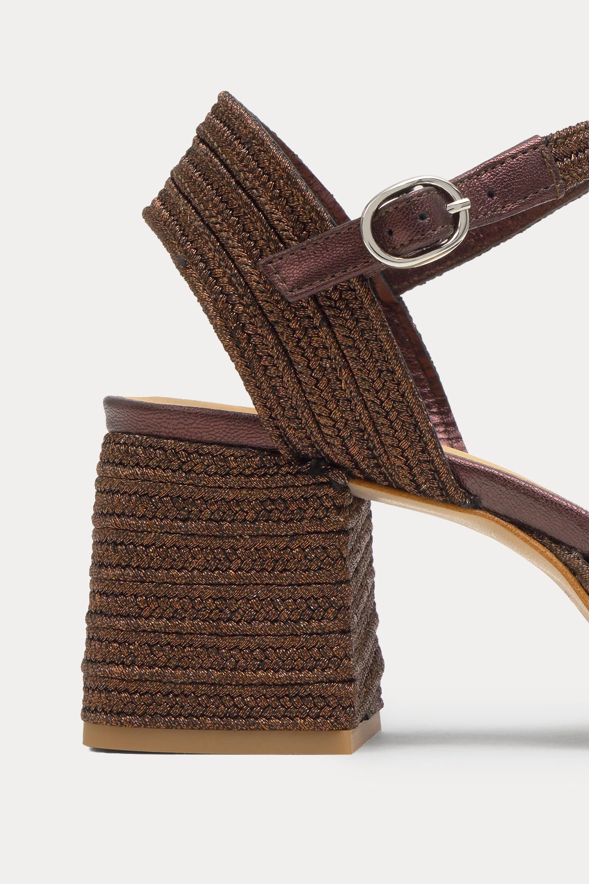 Castaner Vallita Parlak Örgü Küt Burun Topuklu Sandalet