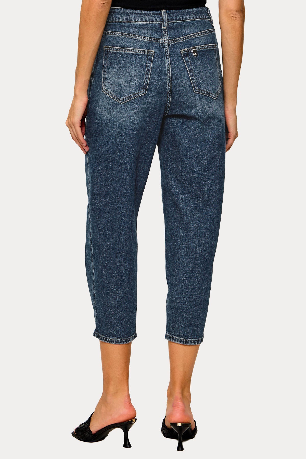 Liu Jo Balloon Fit Yüksek Belli Yıkamalı Crop Jeans