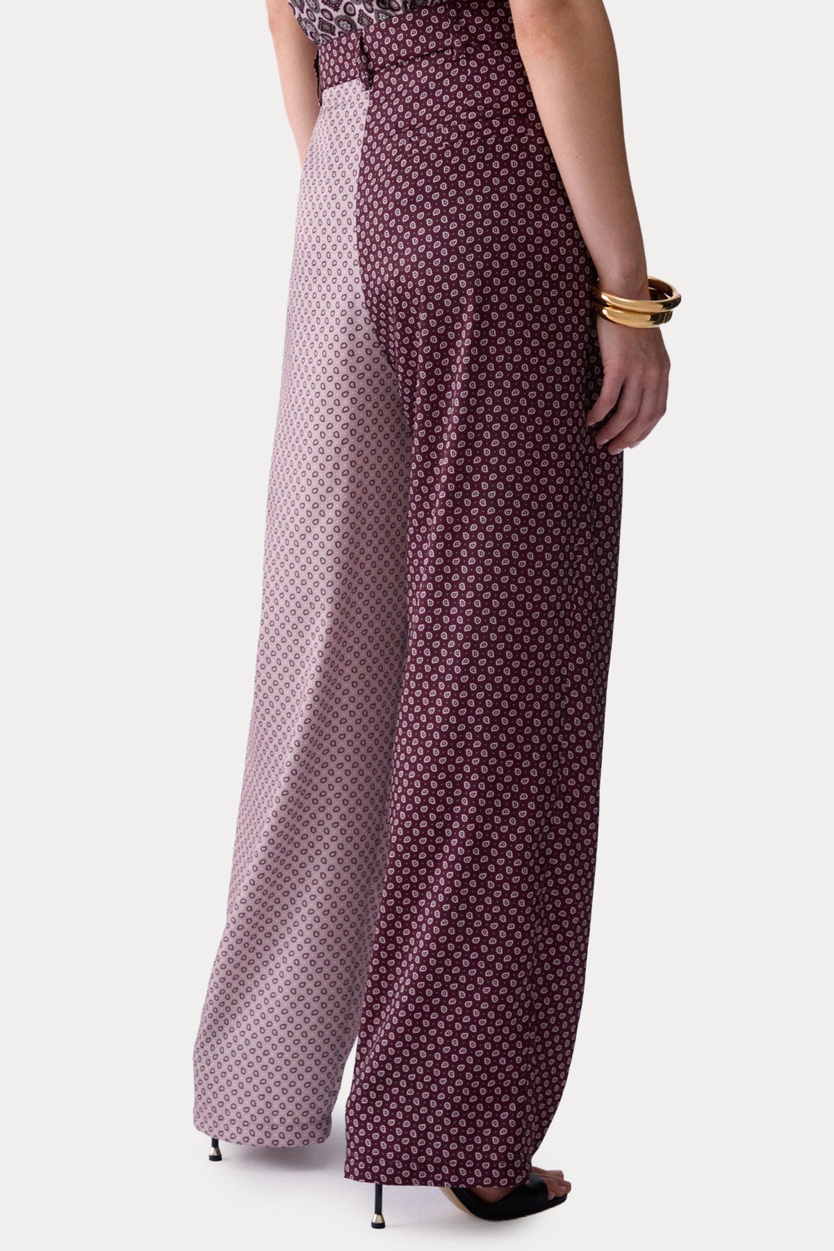 Liu Jo Wide Leg Mikro Şal Desenli Tek Pile Pantolon