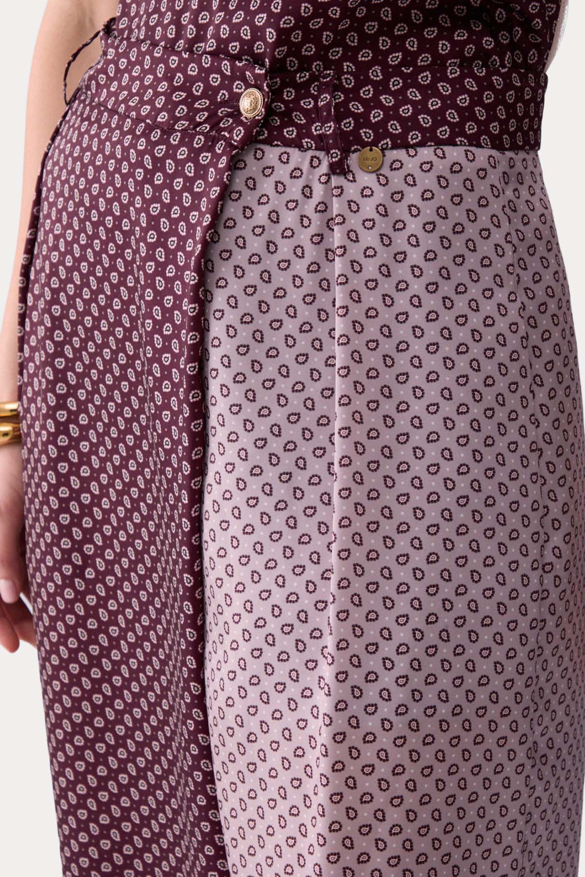 Liu Jo Wide Leg Mikro Şal Desenli Tek Pile Pantolon