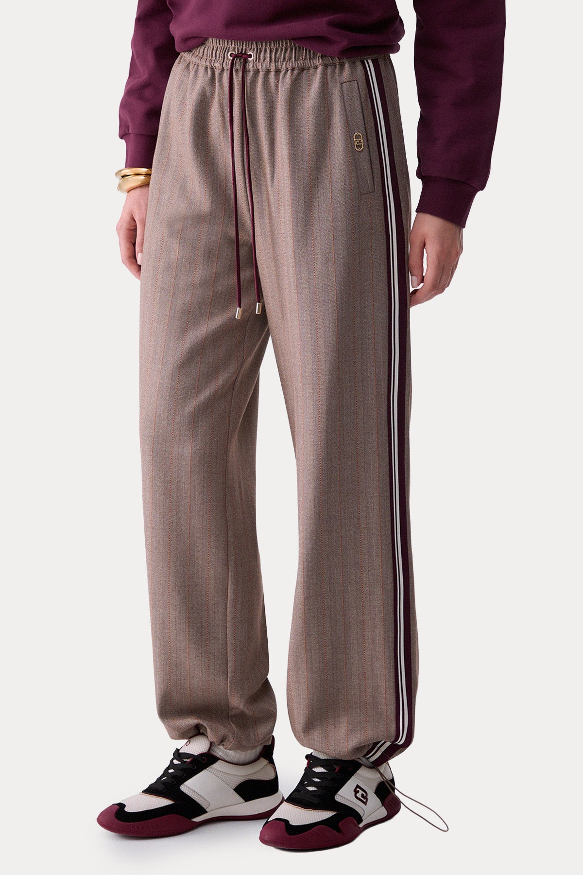 Liu Jo Regular Fit Balıksırtı Şerit Desenli Streç Ceket Pantolon Set
