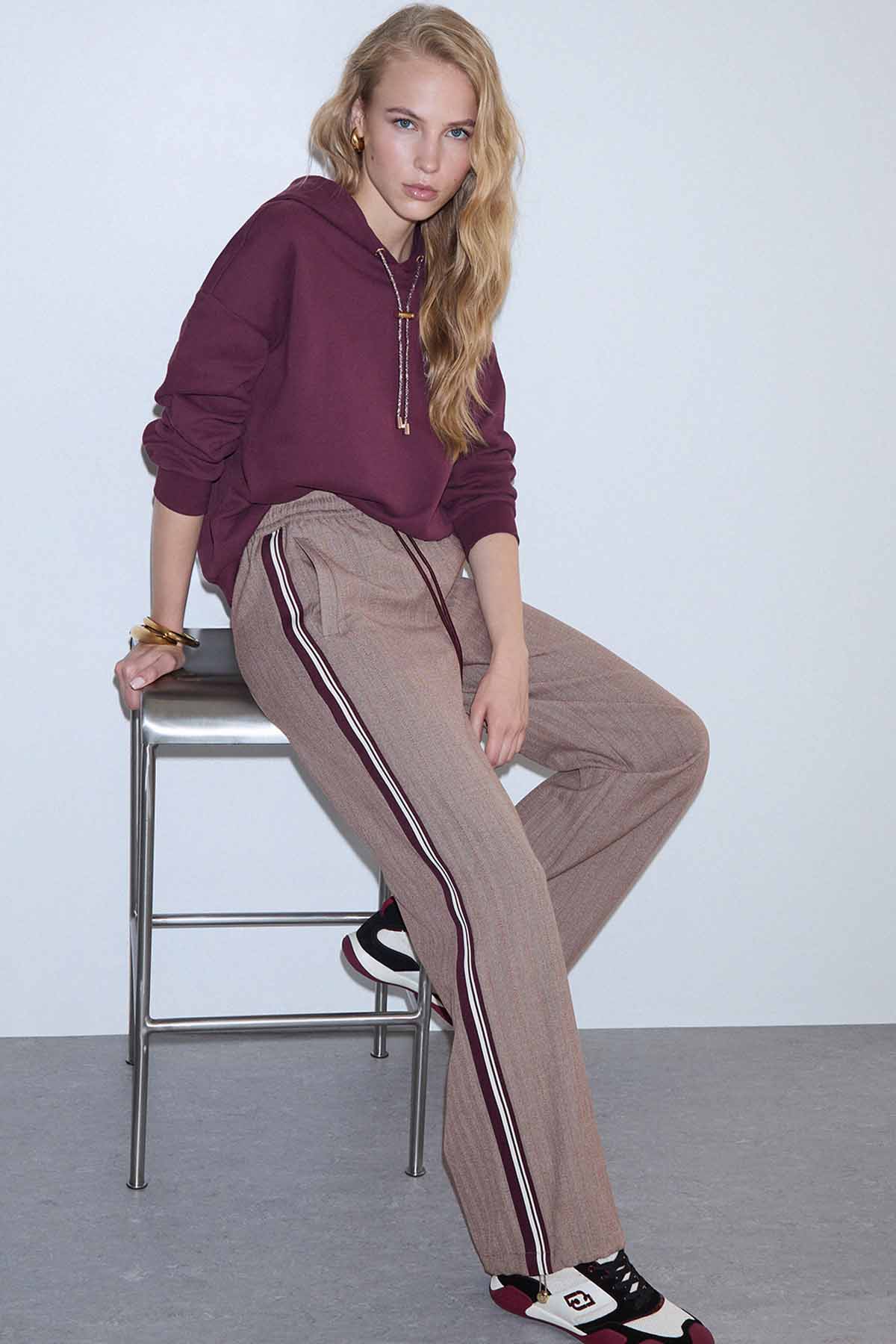 Liu Jo Regular Fit Balıksırtı Şerit Desenli Streç Ceket Pantolon Set