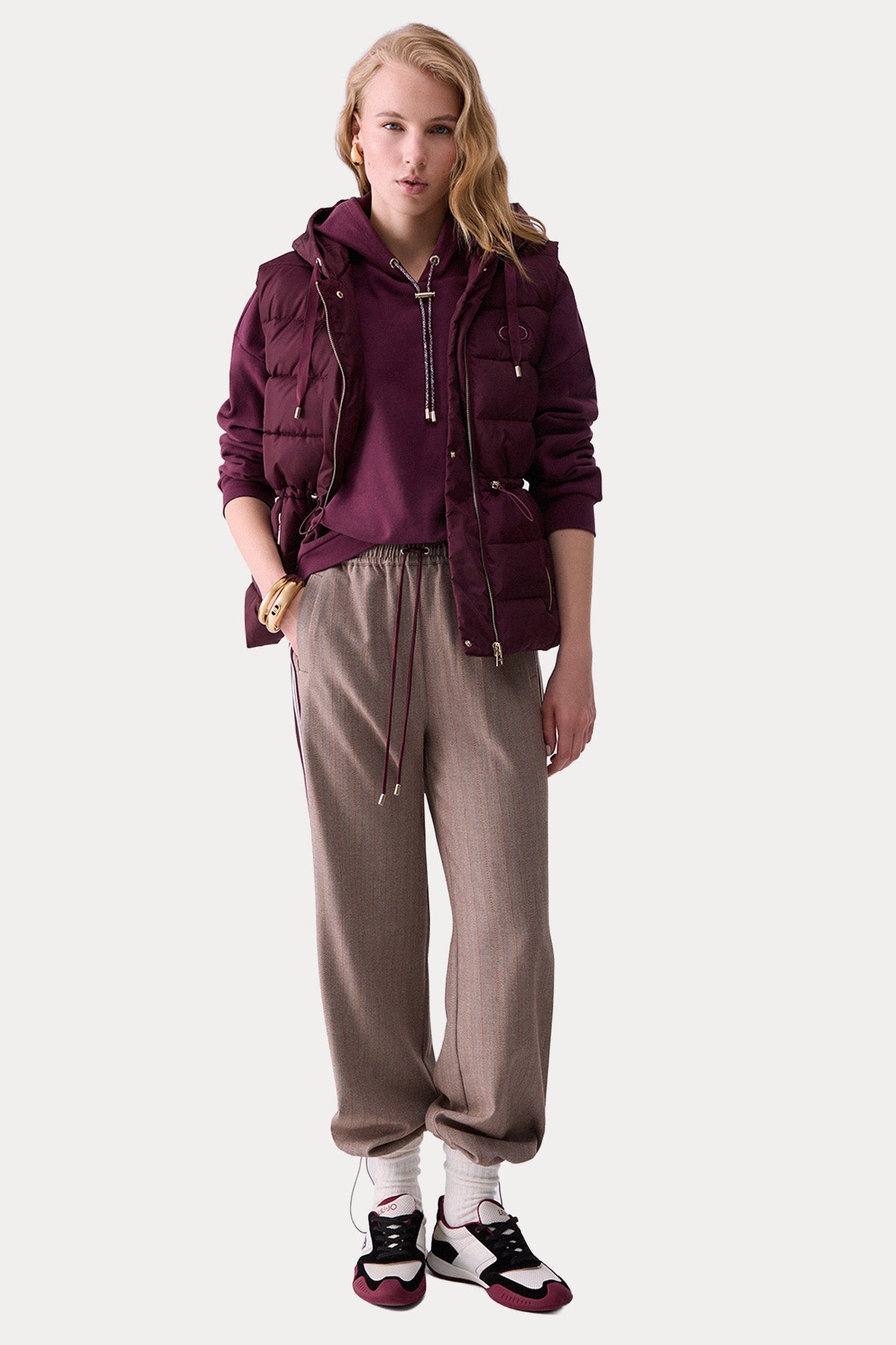Liu Jo Regular Fit Balıksırtı Şerit Desenli Streç Ceket Pantolon Set