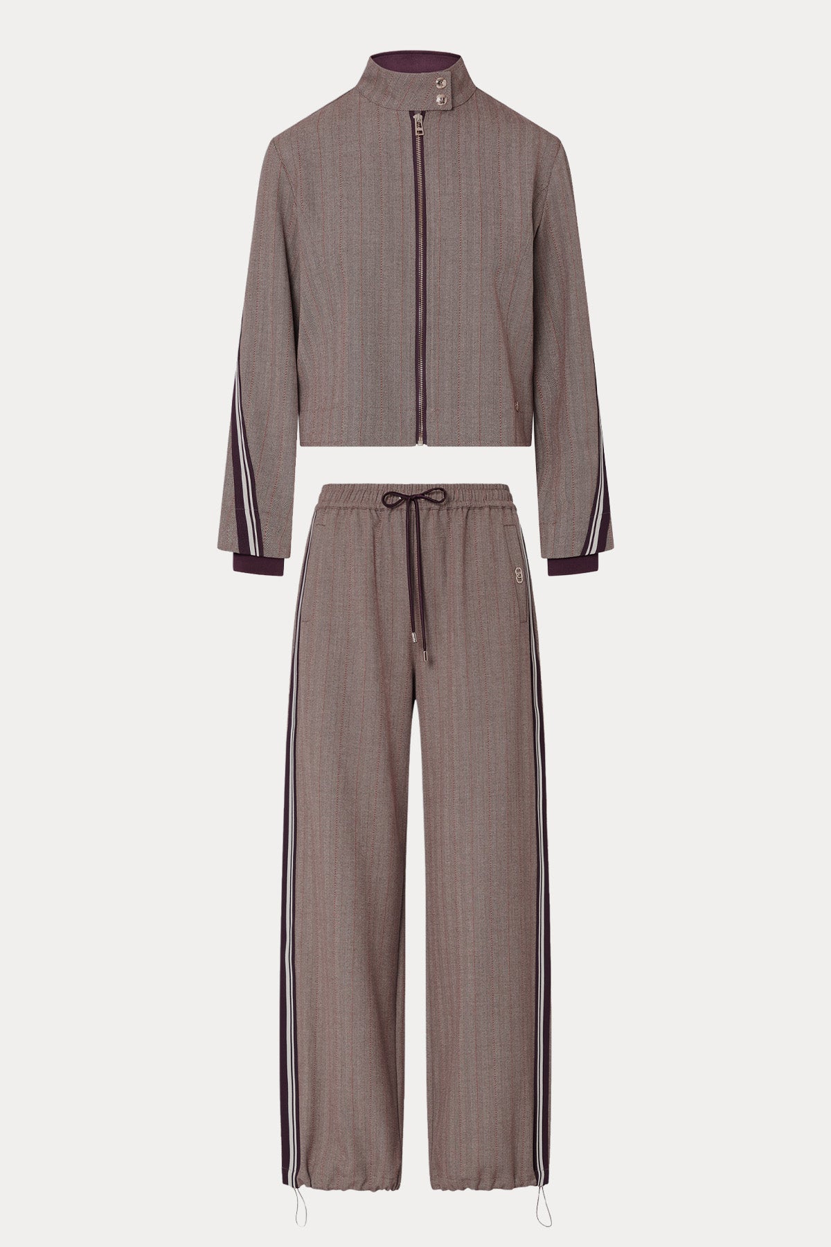 Liu Jo Regular Fit Balıksırtı Şerit Desenli Streç Ceket Pantolon Set