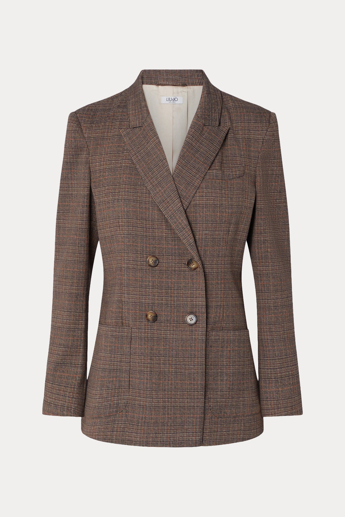 Liu Jo Regular Fit Ekose Desenli Kruvaze Blazer Ceket