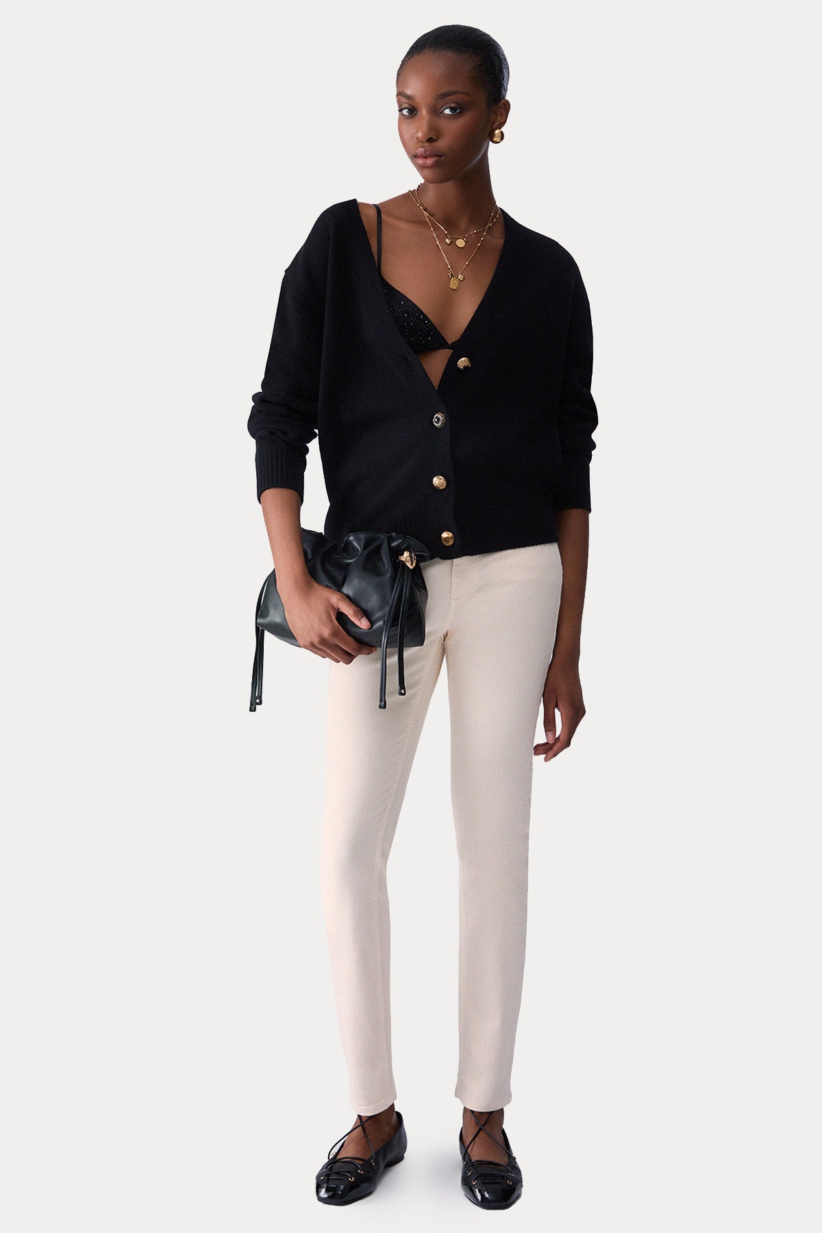 Liu Jo Comfort Fit V Yaka Örgü Yün Triko Ceket