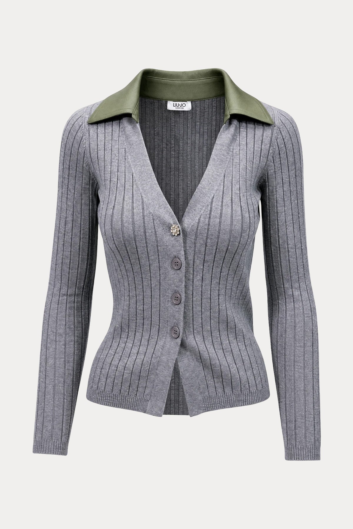 Liu Jo Slim Fit Polo V Yaka Fitilli Triko Ceket