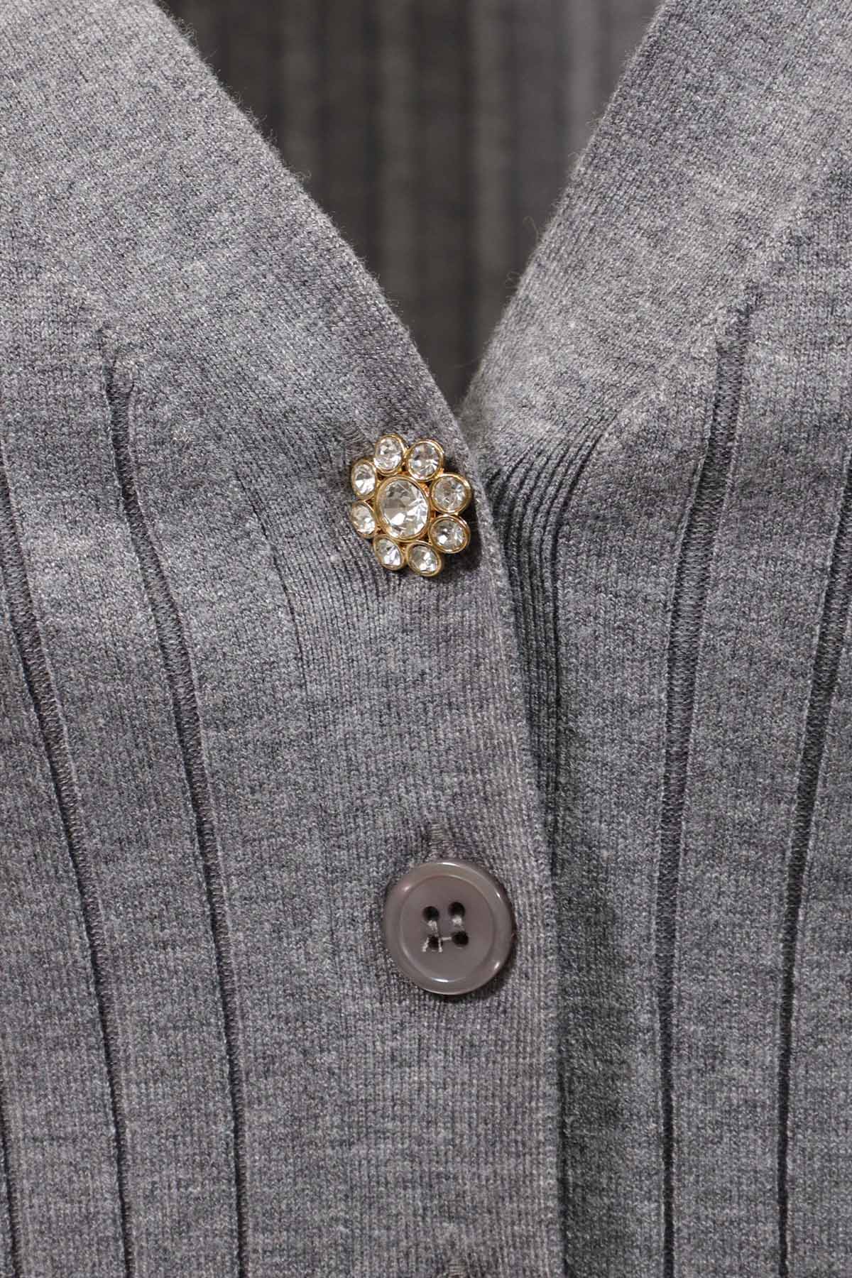 Liu Jo Slim Fit Polo V Yaka Fitilli Triko Ceket