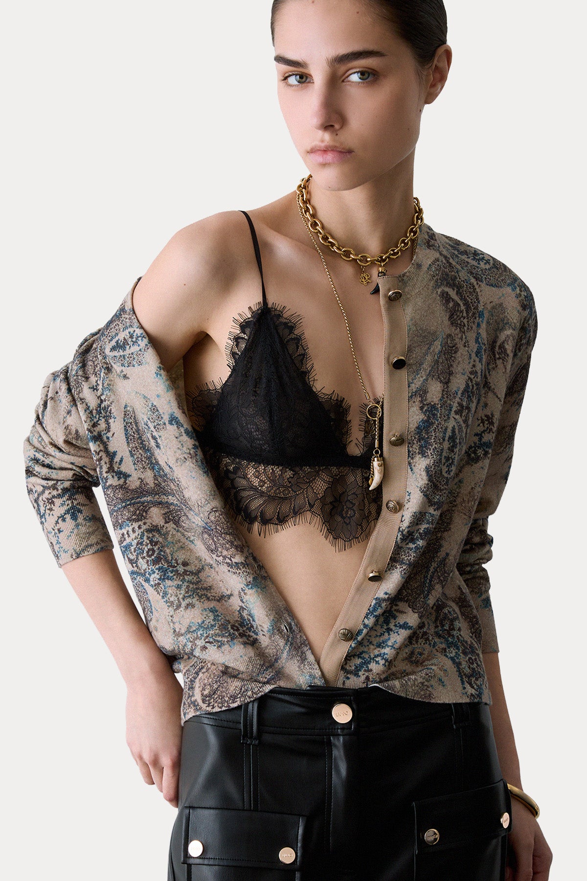Liu Jo Vintage Paisley Desenli Yün Triko Ceket
