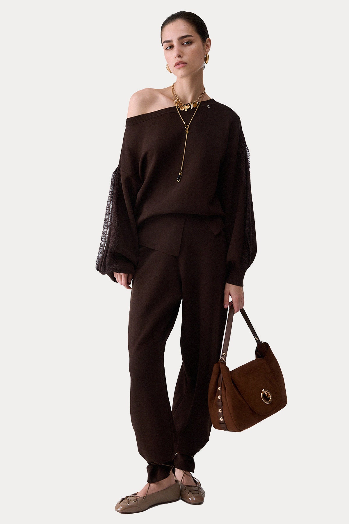 Liu Jo Relaxed Fit İnce Örgü Dantel Detaylı Triko