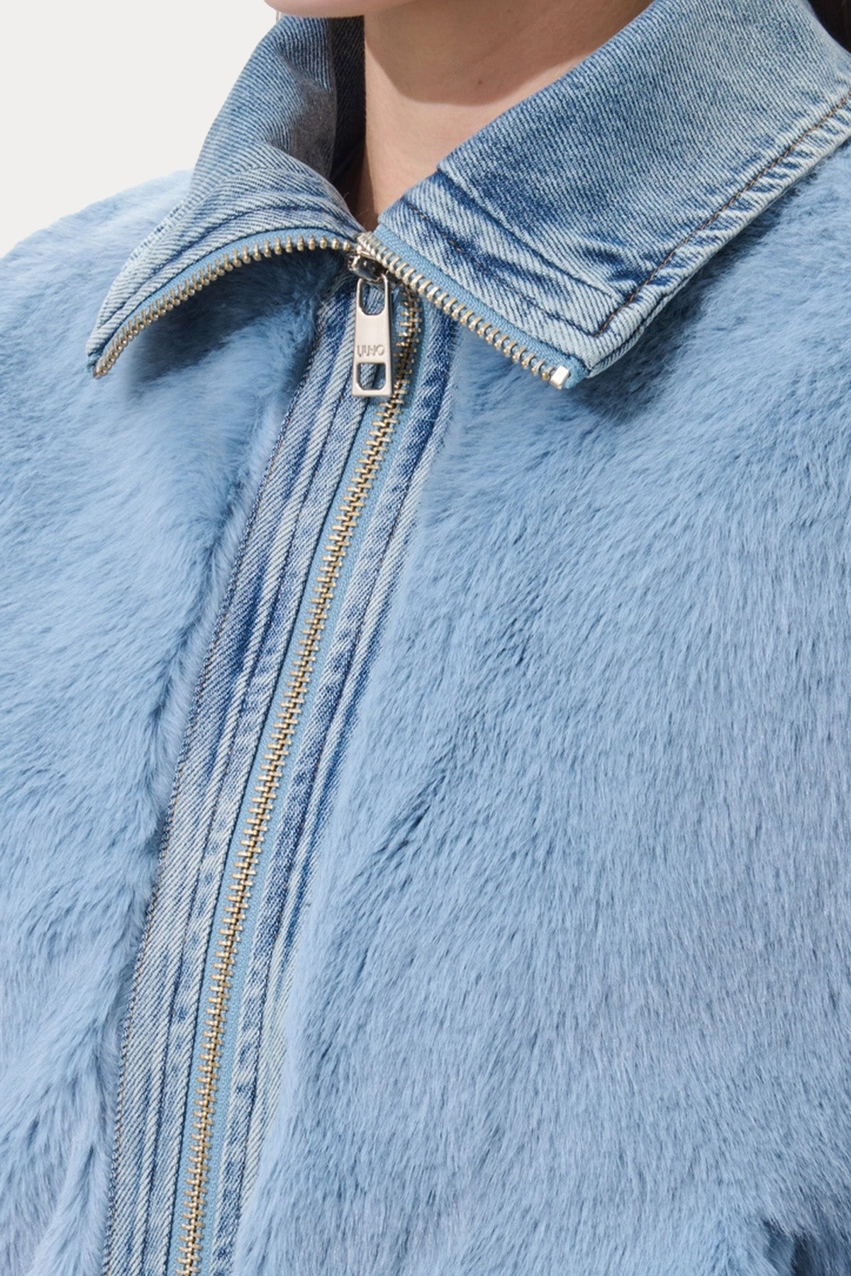 Liu Jo Regular Fit Denim Detaylı Kürk Ceket