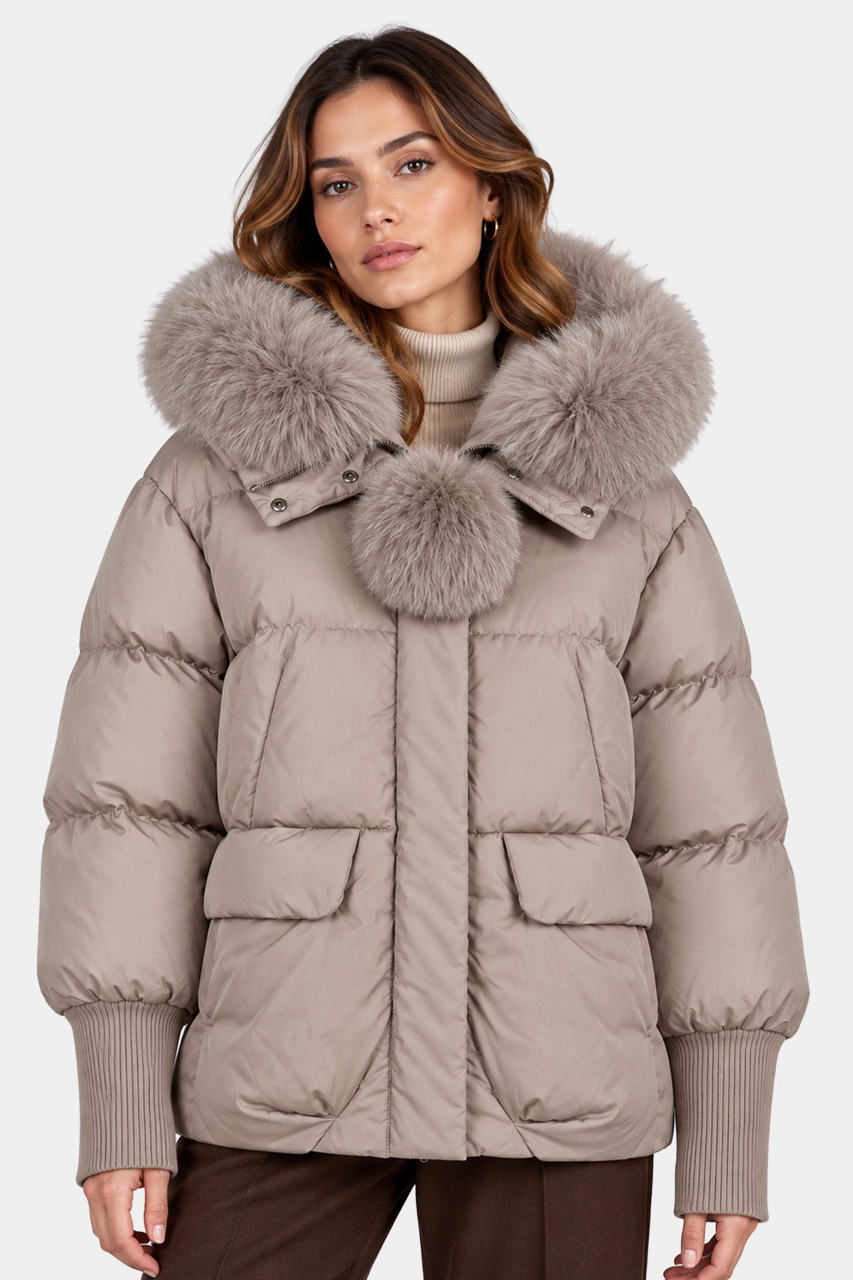 Hetrego Yakası Kürklü Puffer Mont