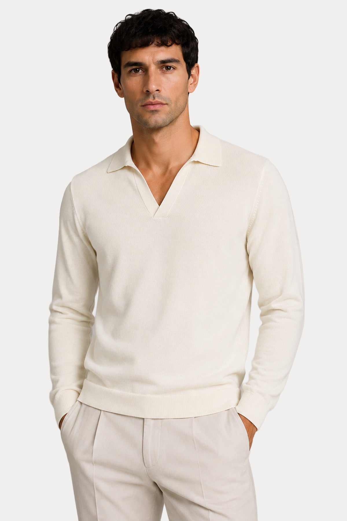Gran Sasso Regular Fit Polo Yaka İnce Örgü Triko