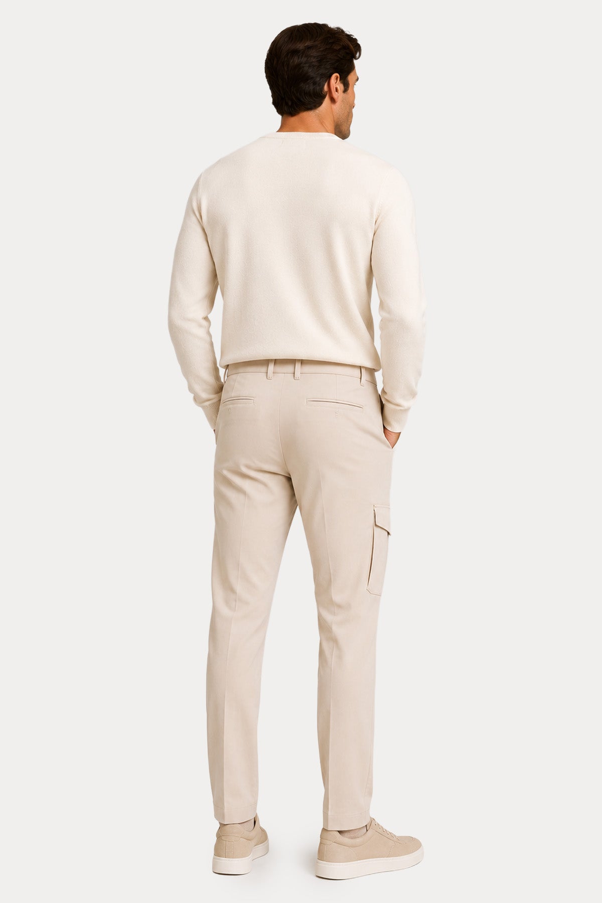 Herno Regular Fit Beli Lastikli Tek Pile Kargo Cepli Streç Pantolon