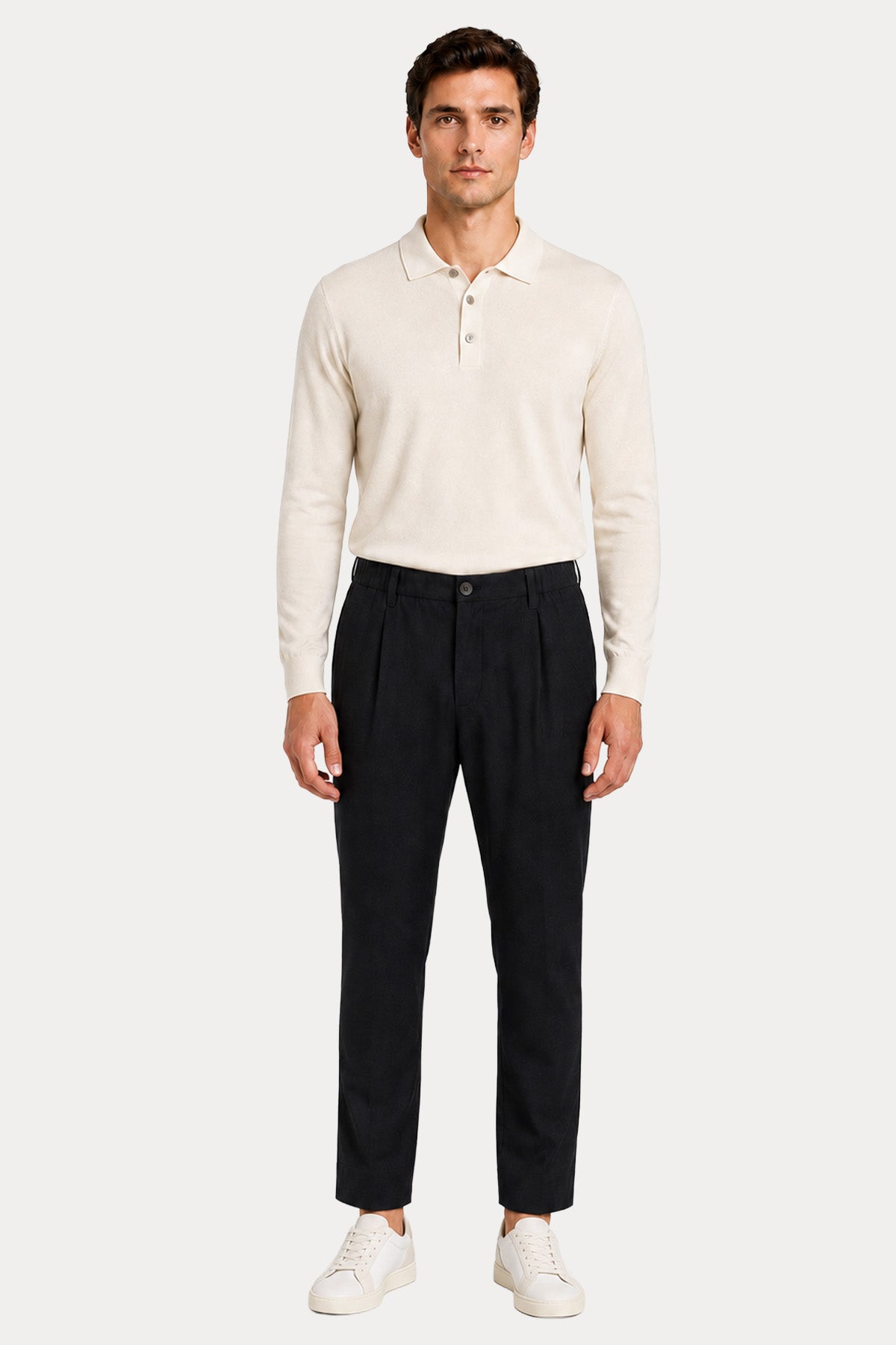 Herno Regular Fit Beli Lastikli Tek Pile Yün Pantolon