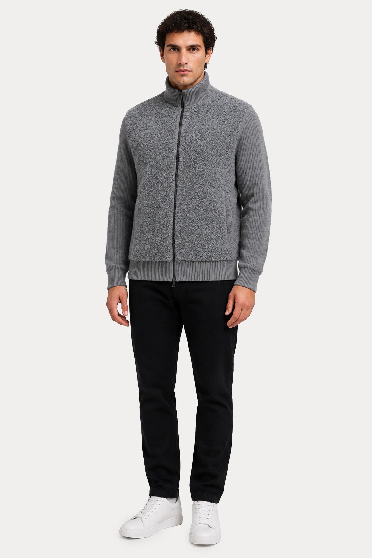 Herno Regular Fit Örgü Yün Peluş Ceket