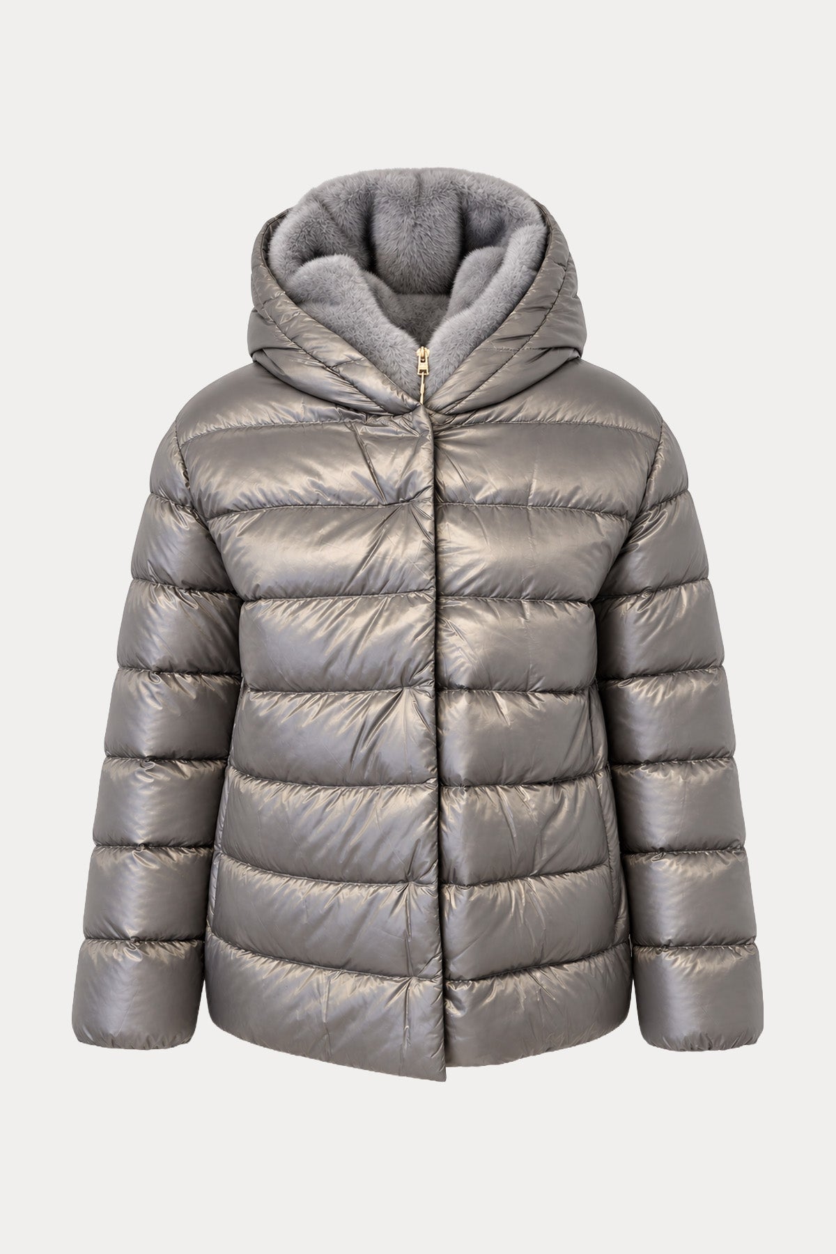 Herno Relaxed Fit Peluş İç Parçalı Kapüşonlu Puffer Mont