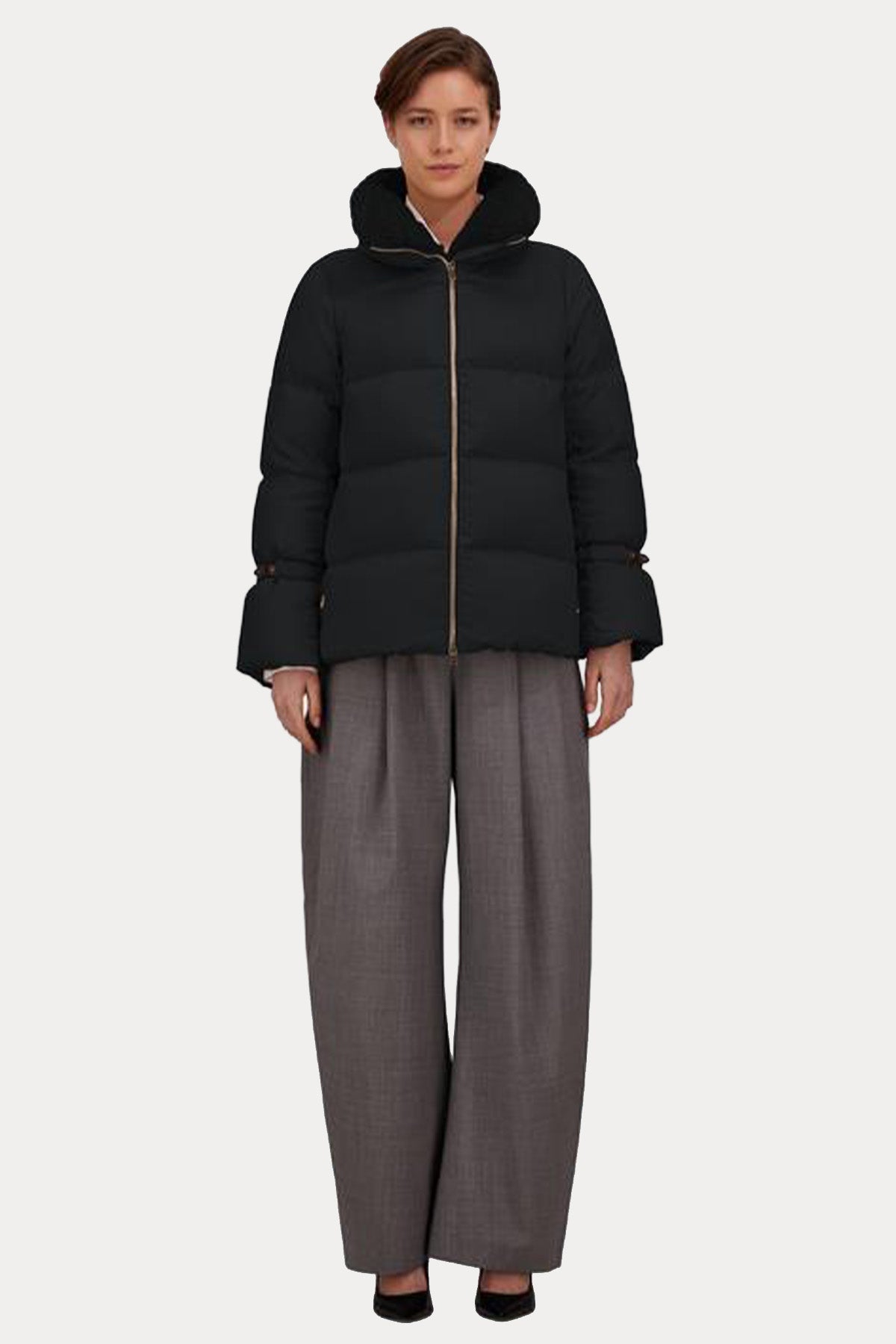 Herno Regular Fit Kürk Detaylı Puffer Mont