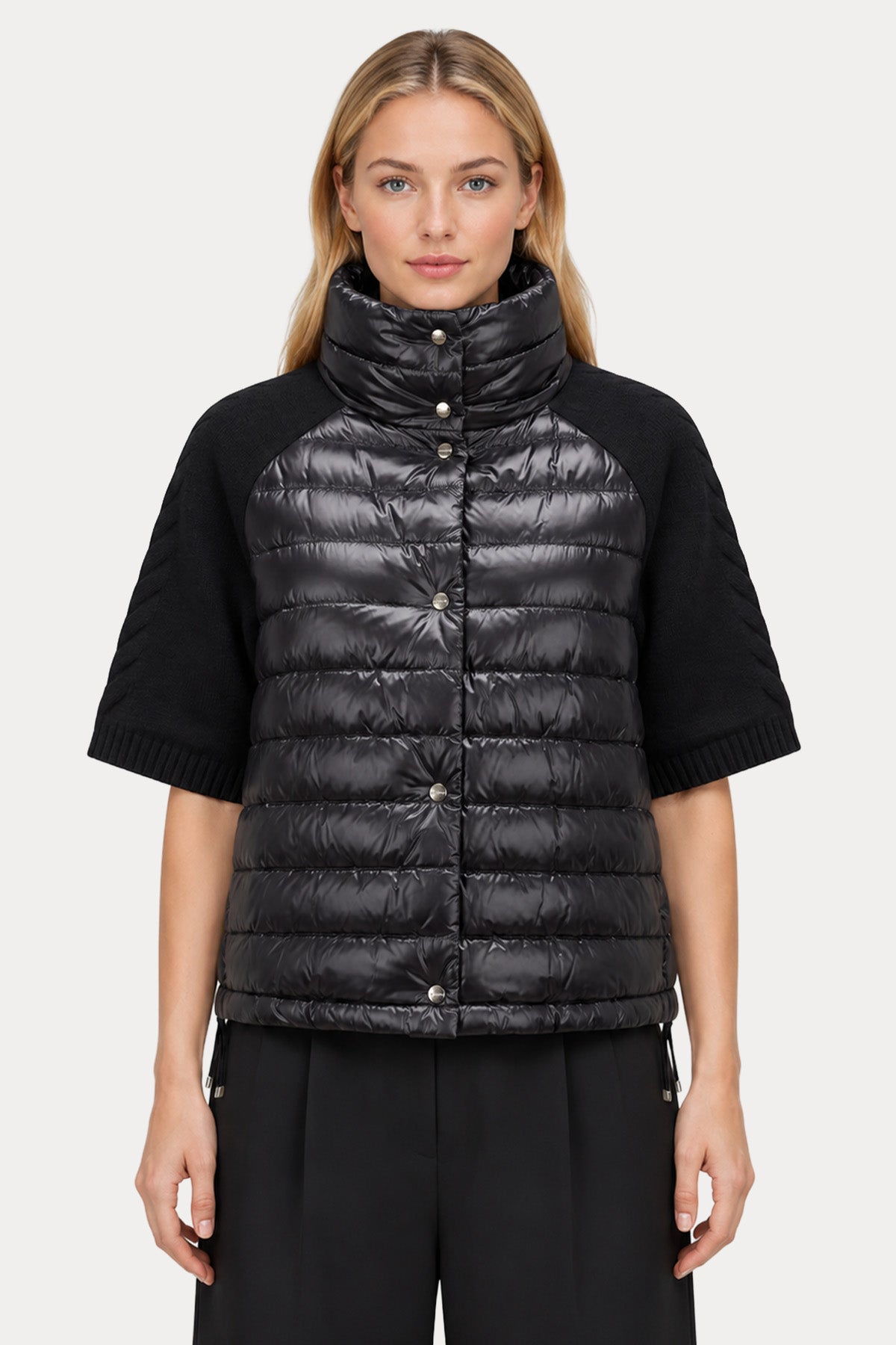 Herno Örgü Yün Kollu Dik Yaka Puffer Ceket