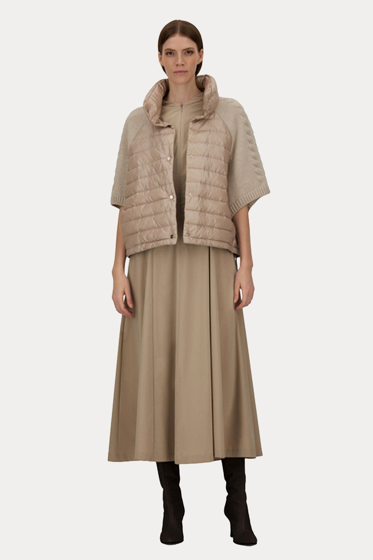 Herno Örgü Yün Kollu Dik Yaka Puffer Ceket