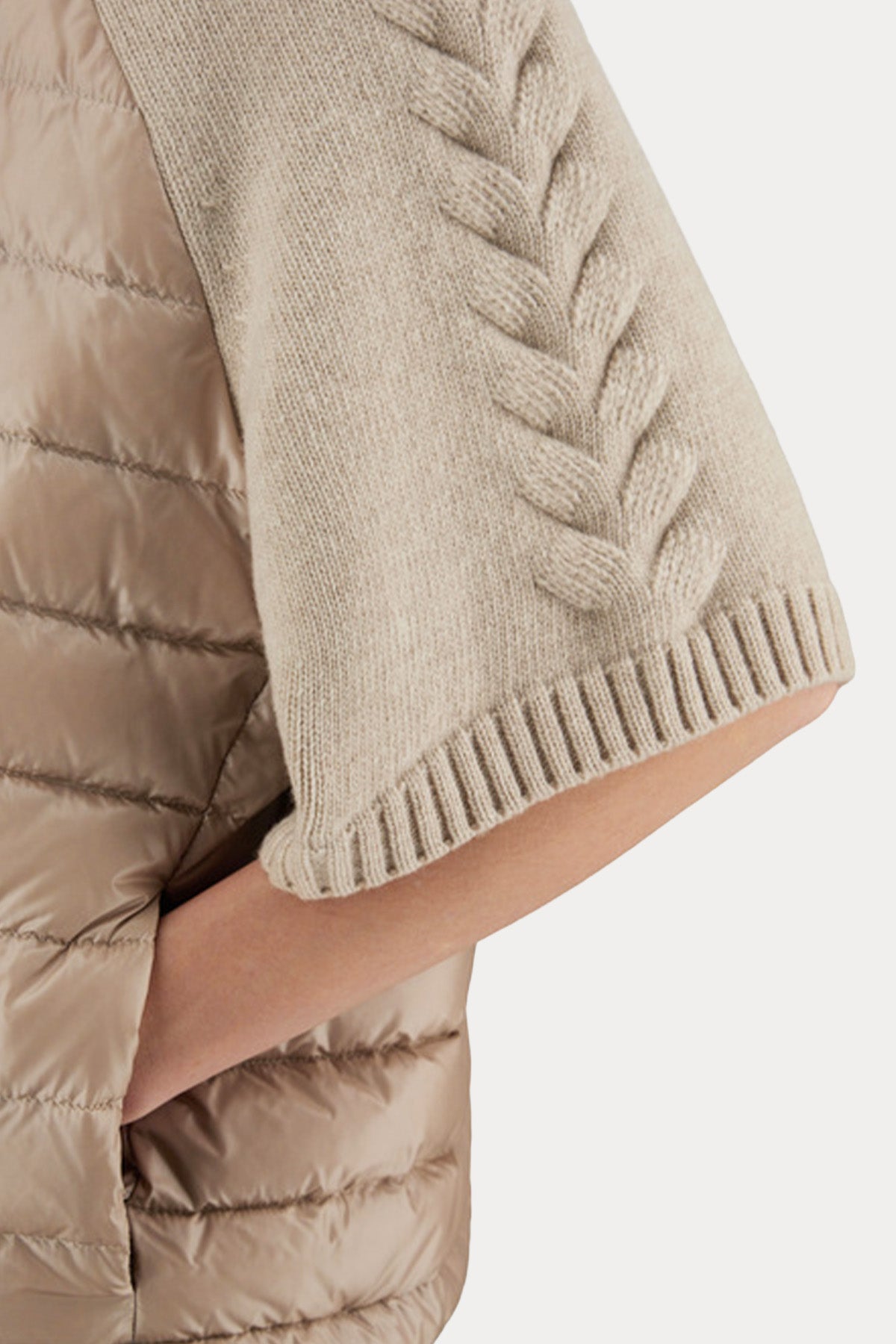 Herno Örgü Yün Kollu Dik Yaka Puffer Ceket