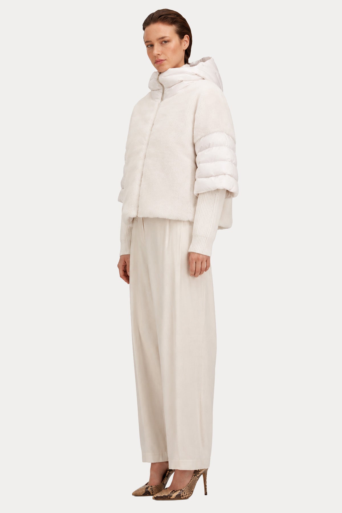 Herno Kolları Puffer Dik Yaka Peluş Ceket