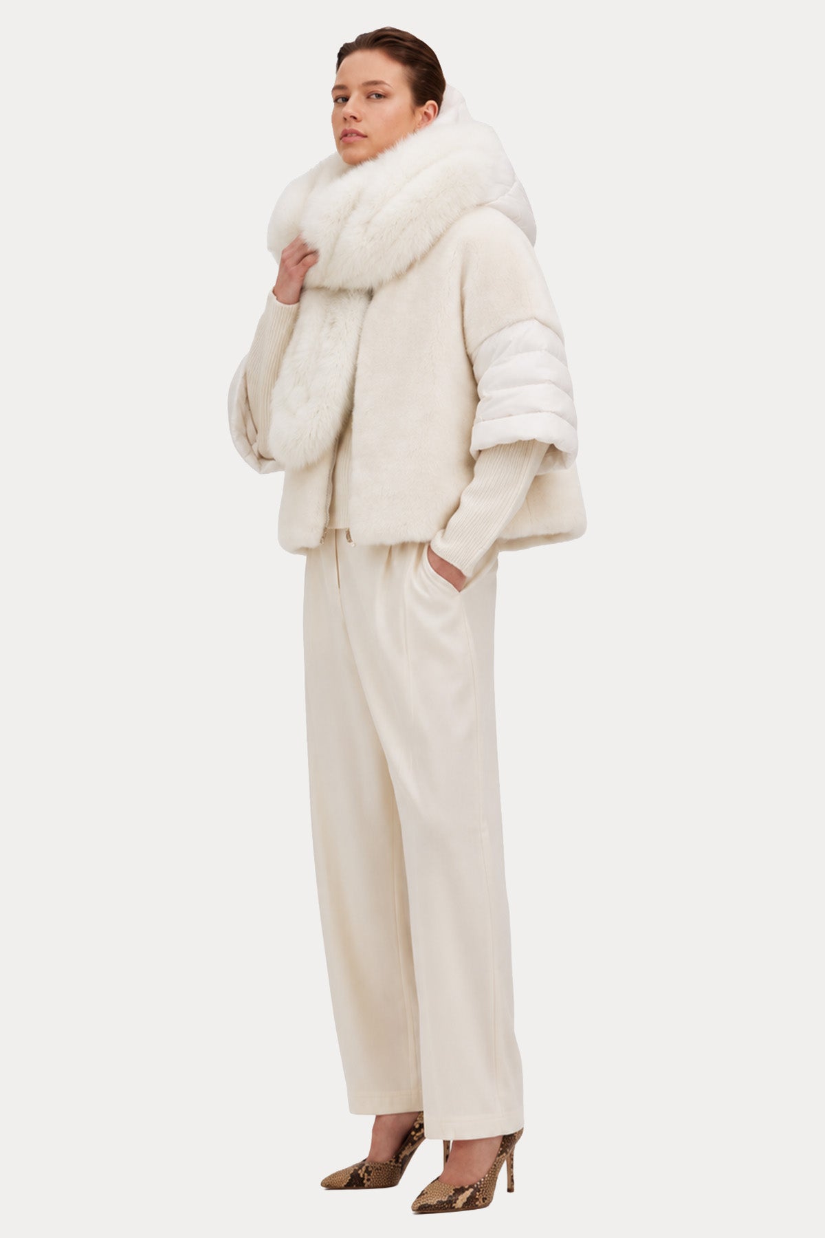 Herno Kolları Puffer Dik Yaka Peluş Ceket