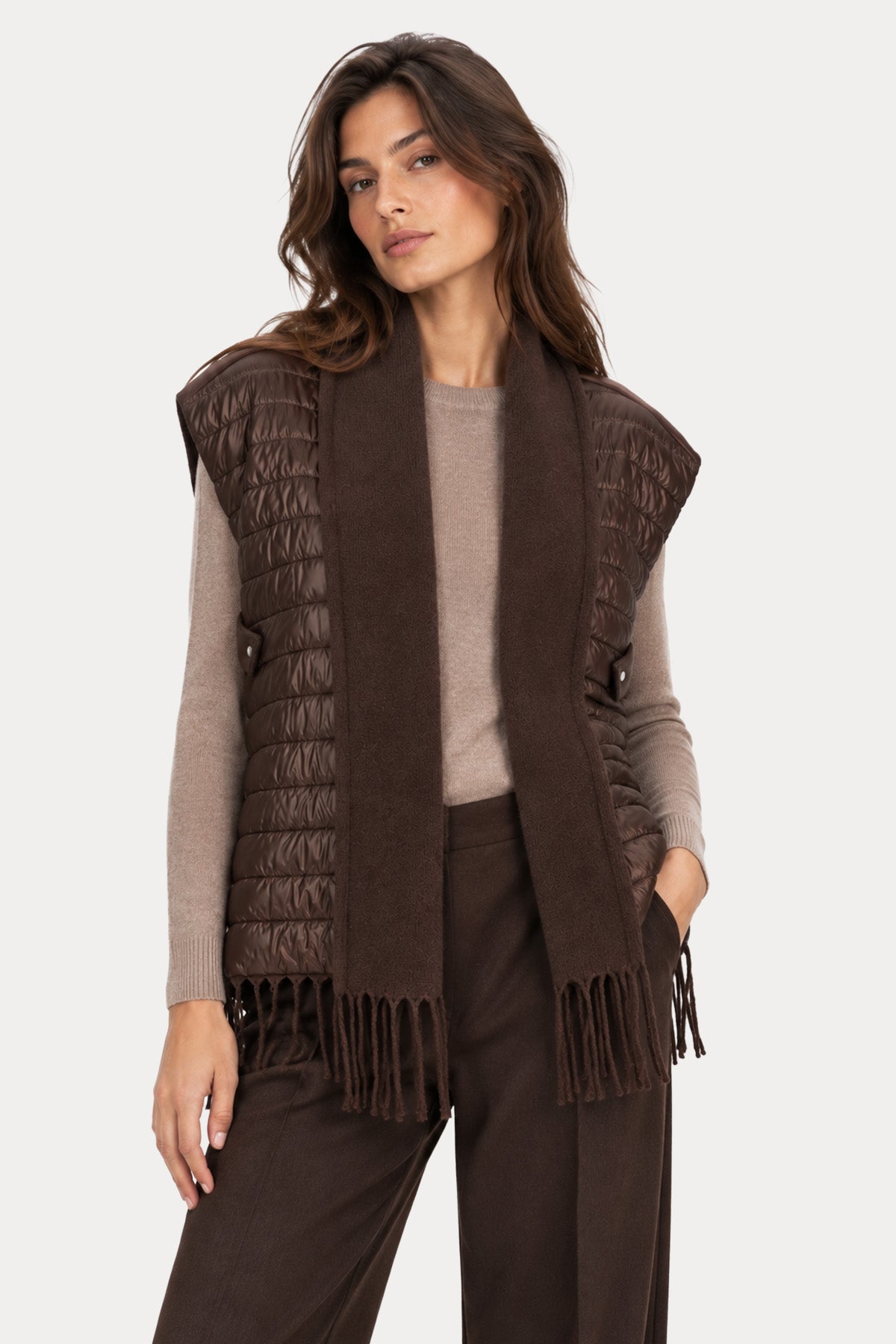 Herno Comfort Fit Yün Puffer Şal Yelek
