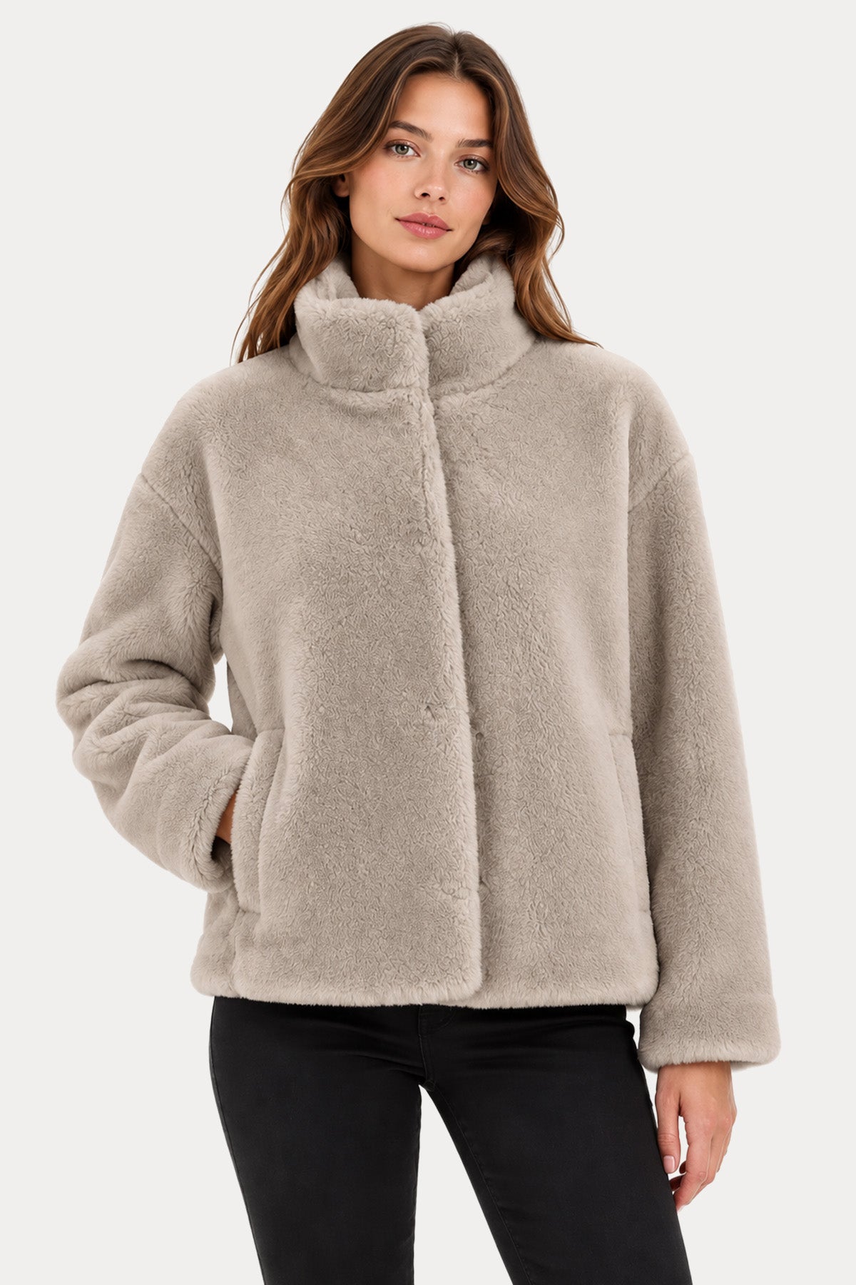 Herno Regular Fit Dik Yaka Yün Peluş Ceket