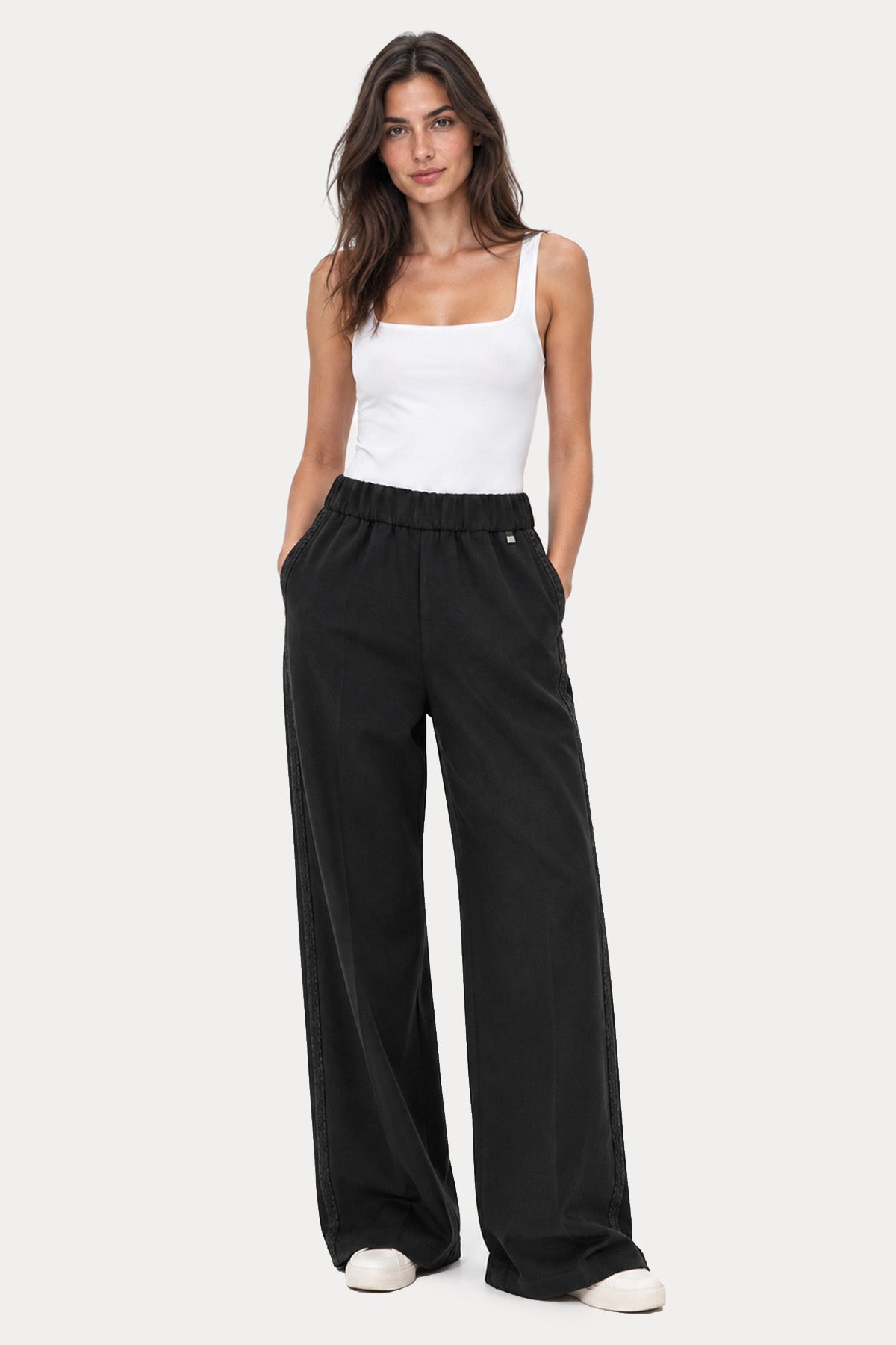 Herno Relaxed Fit Beli Lastikli Yumuşak Dokulu Yün Pantolon